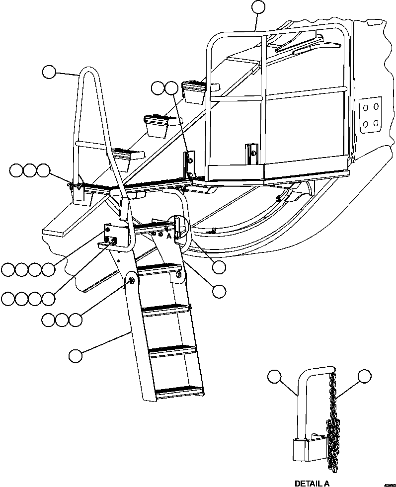 Komatsu parts book diagram for AFE57-HM 830E-1AC S/N A40953  UNITED TACONITE: ENGINE ACCESS LADDERS & PLATFORMS
