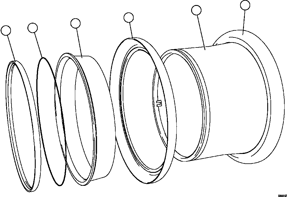 Komatsu parts book diagram for AFE57-HM 830E-1AC S/N A40953  UNITED TACONITE: RIM ASSEMBLY