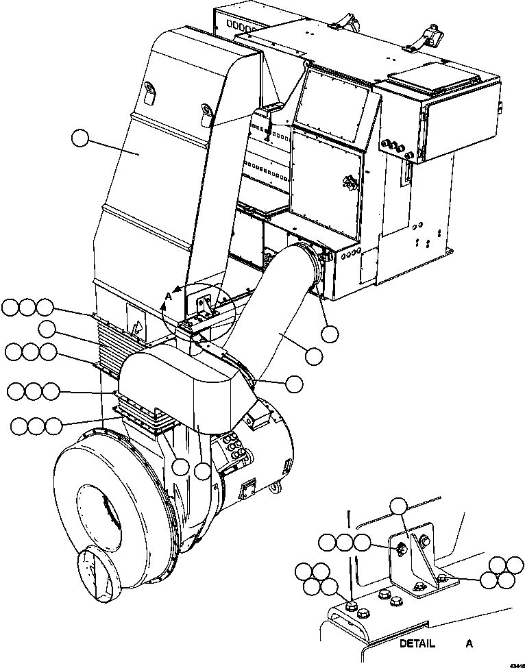 Komatsu parts book diagram for AFE57-HM 830E-1AC S/N A40953  UNITED TACONITE: BLOWER INLET INSTALLATION   1/2