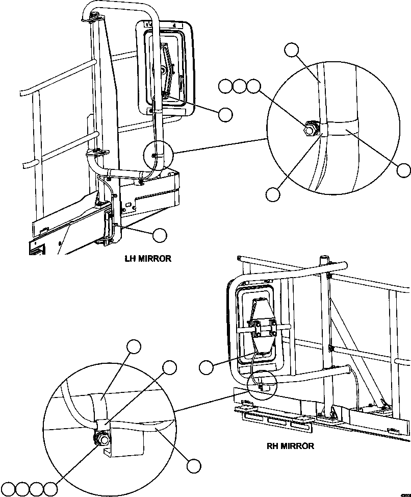 Komatsu parts book diagram for AFE57-HM 830E-1AC S/N A40953  UNITED TACONITE: HEATED MIRRORS