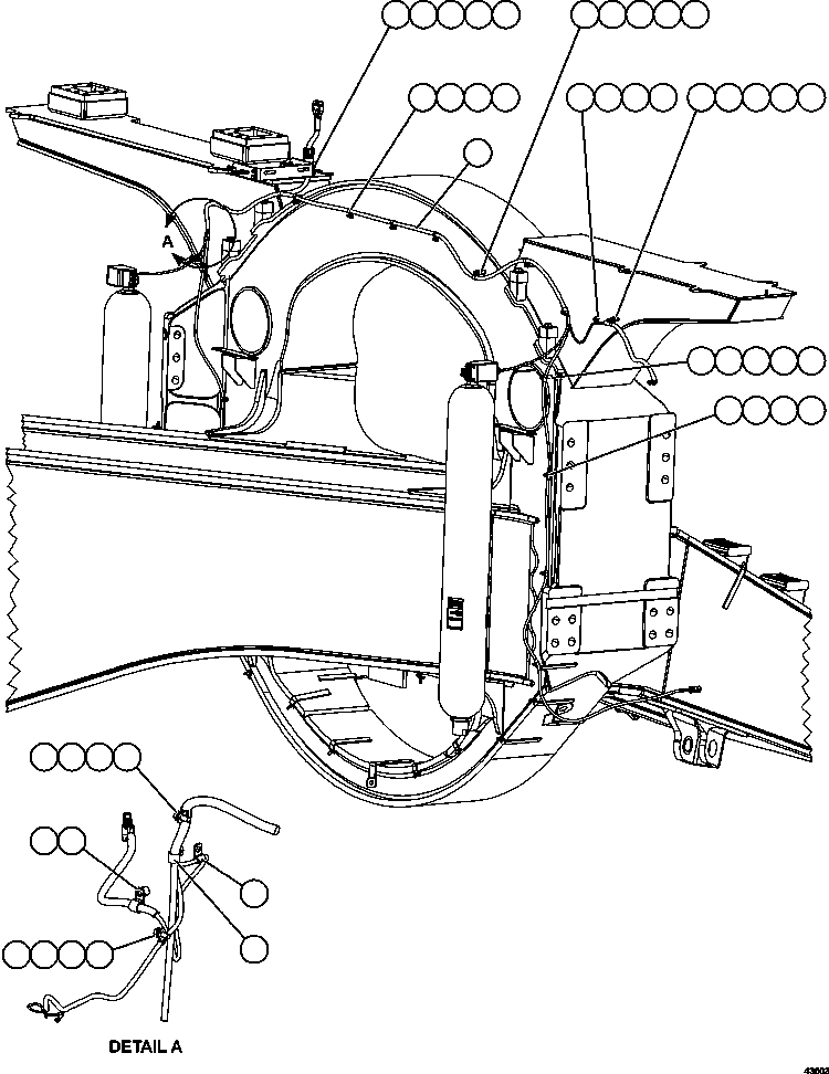 Komatsu parts book diagram for AFE57-HM 830E-1AC S/N A40953  UNITED TACONITE: FRONT FRAME RAIL WIRING