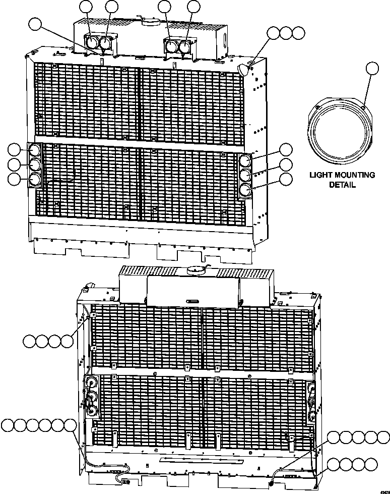 Komatsu parts book diagram for AFE57-HM 830E-1AC S/N A40953  UNITED TACONITE: GRILLE MOUNTED LIGHTS