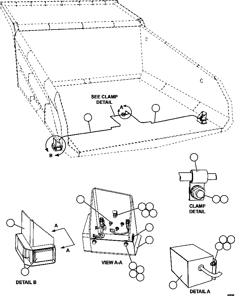 Komatsu parts book diagram for AFE57-HM 830E-1AC S/N A40953  UNITED TACONITE: REAR TURN & CLEARANCE LIGHTS