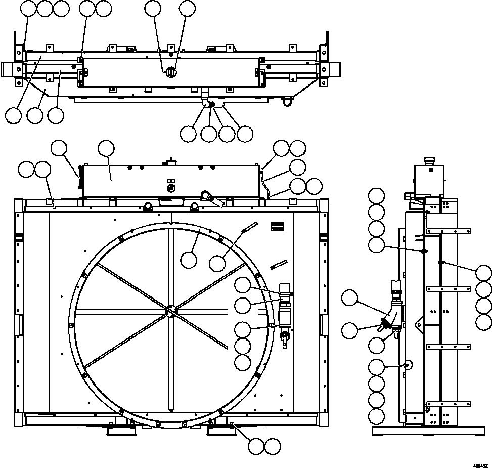 Komatsu parts book diagram for AFE57-HT 830E-1AC S/N A40966, A40987 & A40990 - A40992  SEVERSTAL: RADIATOR & SHROUD ASSEMBLY     PC2800