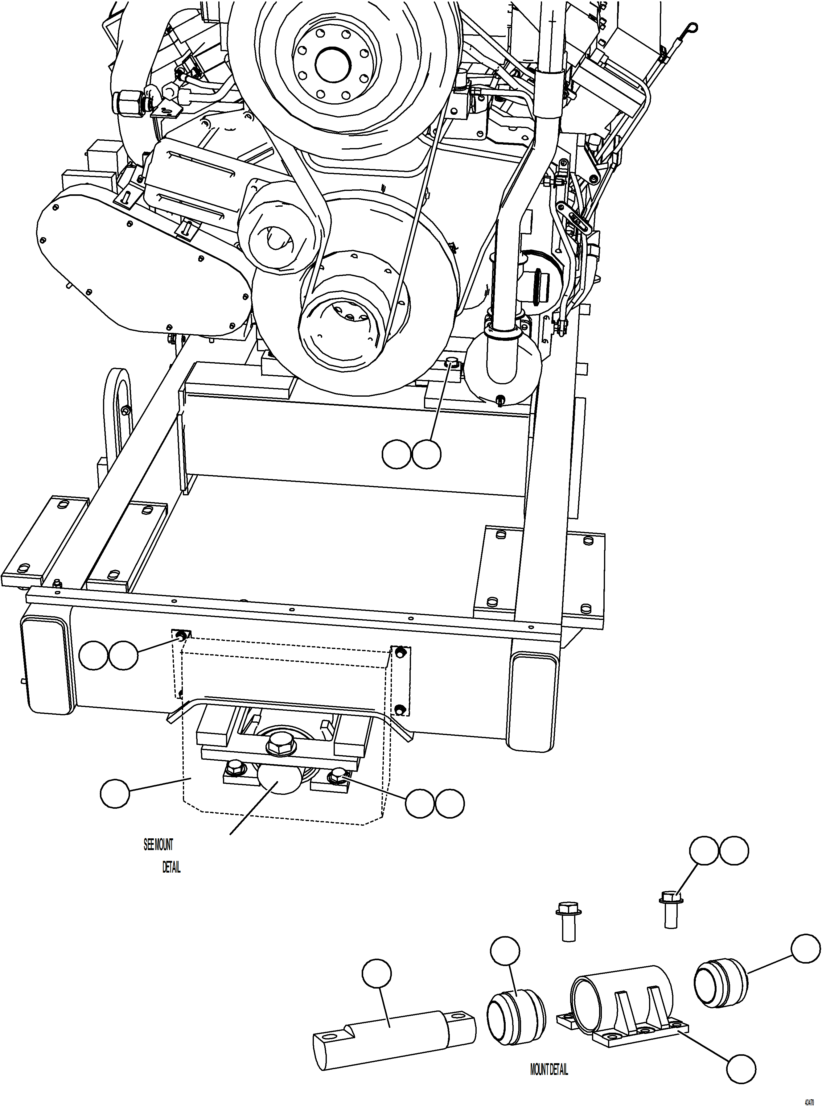 Komatsu parts book diagram for AFE57-HT 830E-1AC S/N A40966, A40987 & A40990 - A40992  SEVERSTAL: ENGINE/SUB-FRAME MOUNTS