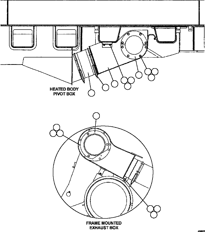 Komatsu parts book diagram for AFE57-HT 830E-1AC S/N A40966, A40987 & A40990 - A40992  SEVERSTAL: HEATED BODY EXHAUST  2/2