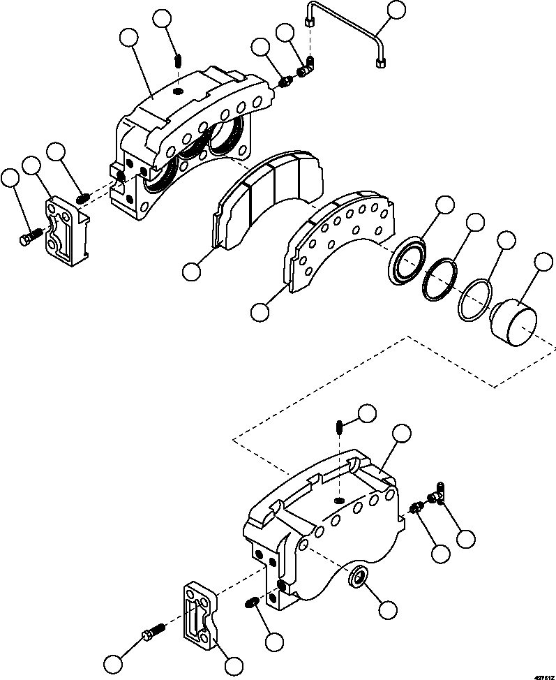 Komatsu parts book diagram for AFE57-HT 830E-1AC S/N A40966, A40987 & A40990 - A40992  SEVERSTAL: FRONT DISC BRAKE ASSEMBLY   PB7362