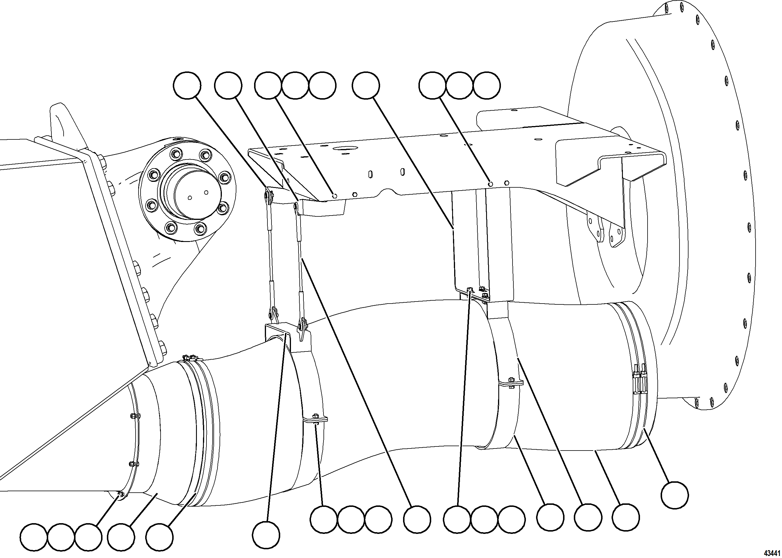Komatsu parts book diagram for AFE57-HT 830E-1AC S/N A40966, A40987 & A40990 - A40992  SEVERSTAL: DRIVE AXLE BLOWER HOSE