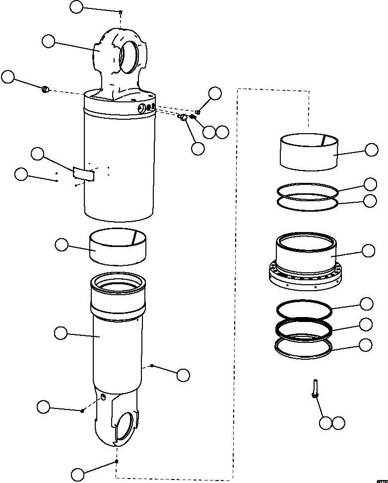 Komatsu parts book diagram for AFE57-HT 830E-1AC S/N A40966, A40987 & A40990 - A40992  SEVERSTAL: REAR SUSPENSION    EM8841