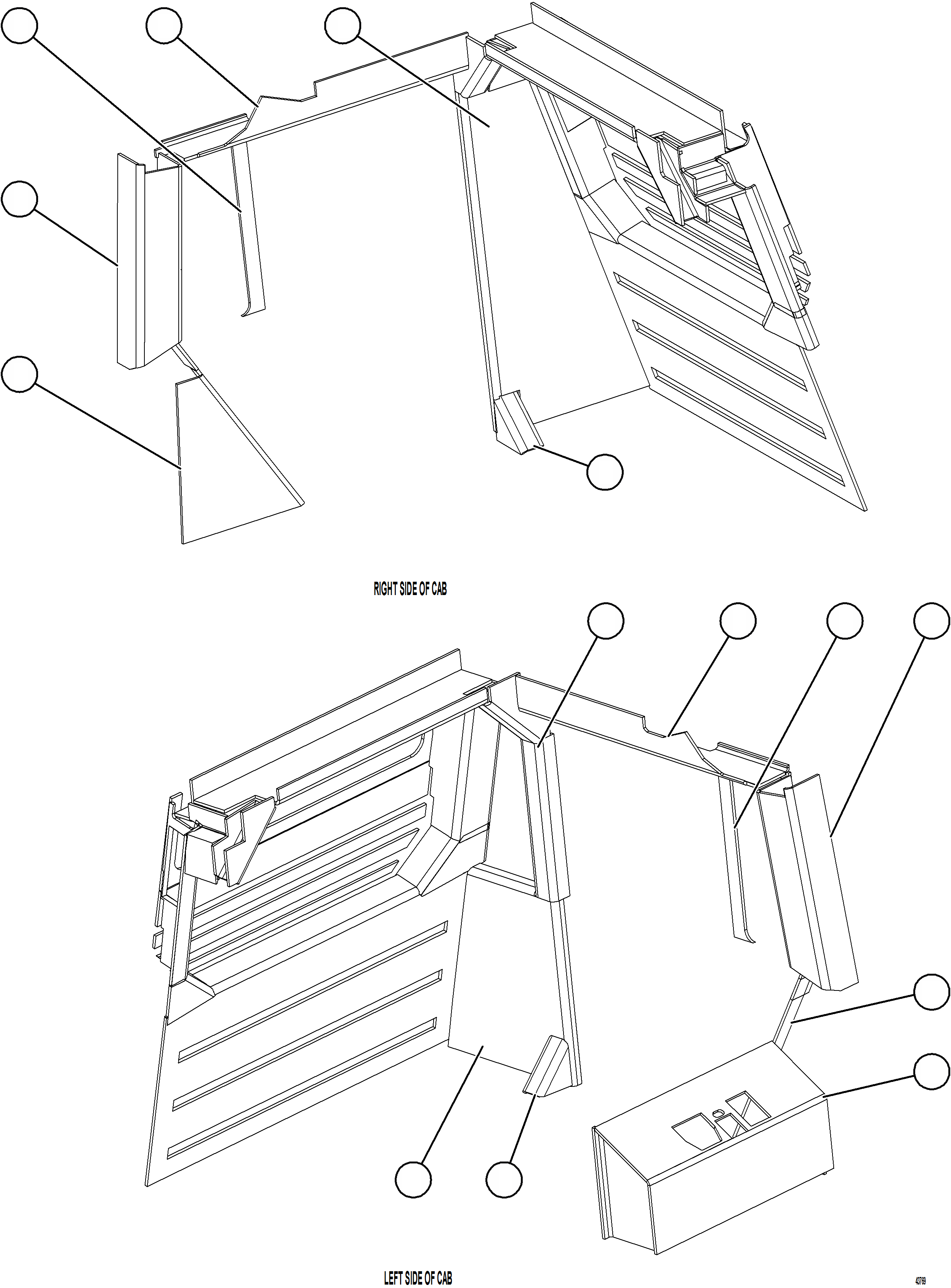 Komatsu parts book diagram for AFE57-HT 830E-1AC S/N A40966, A40987 & A40990 - A40992  SEVERSTAL: CAB VINYL    2/2  (S/N A40987, A40990-A40992)