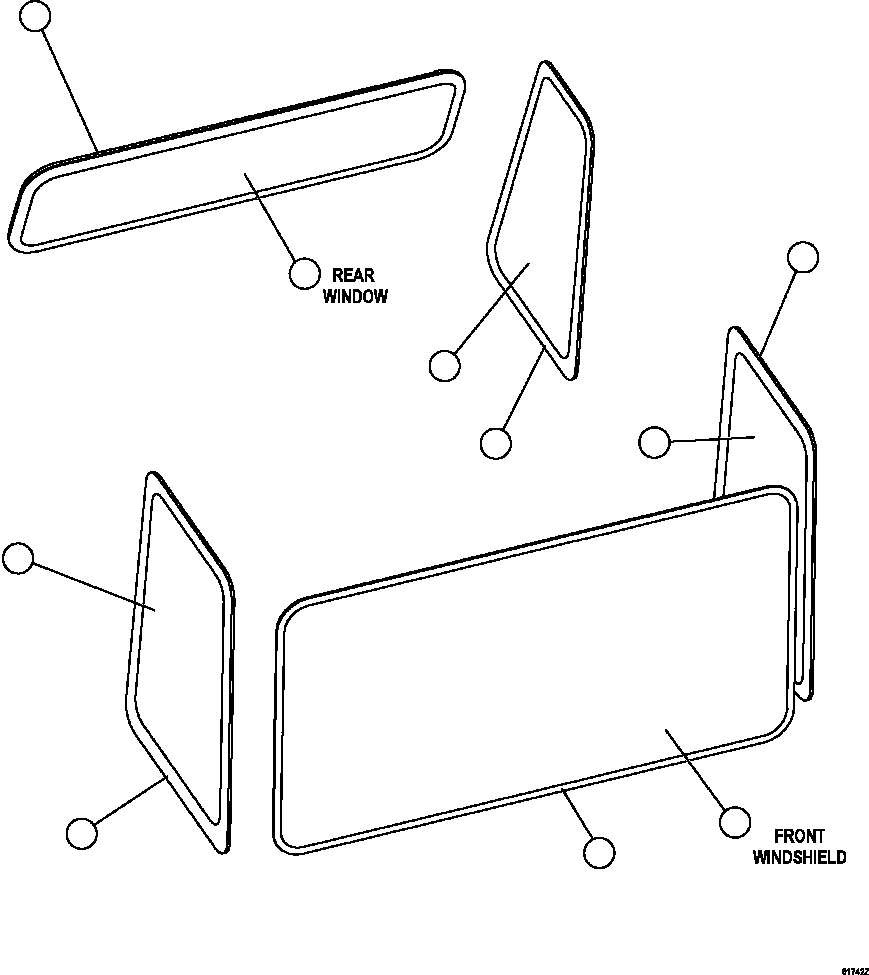 Komatsu parts book diagram for AFE57-HT 830E-1AC S/N A40966, A40987 & A40990 - A40992  SEVERSTAL: CAB WINDOWS