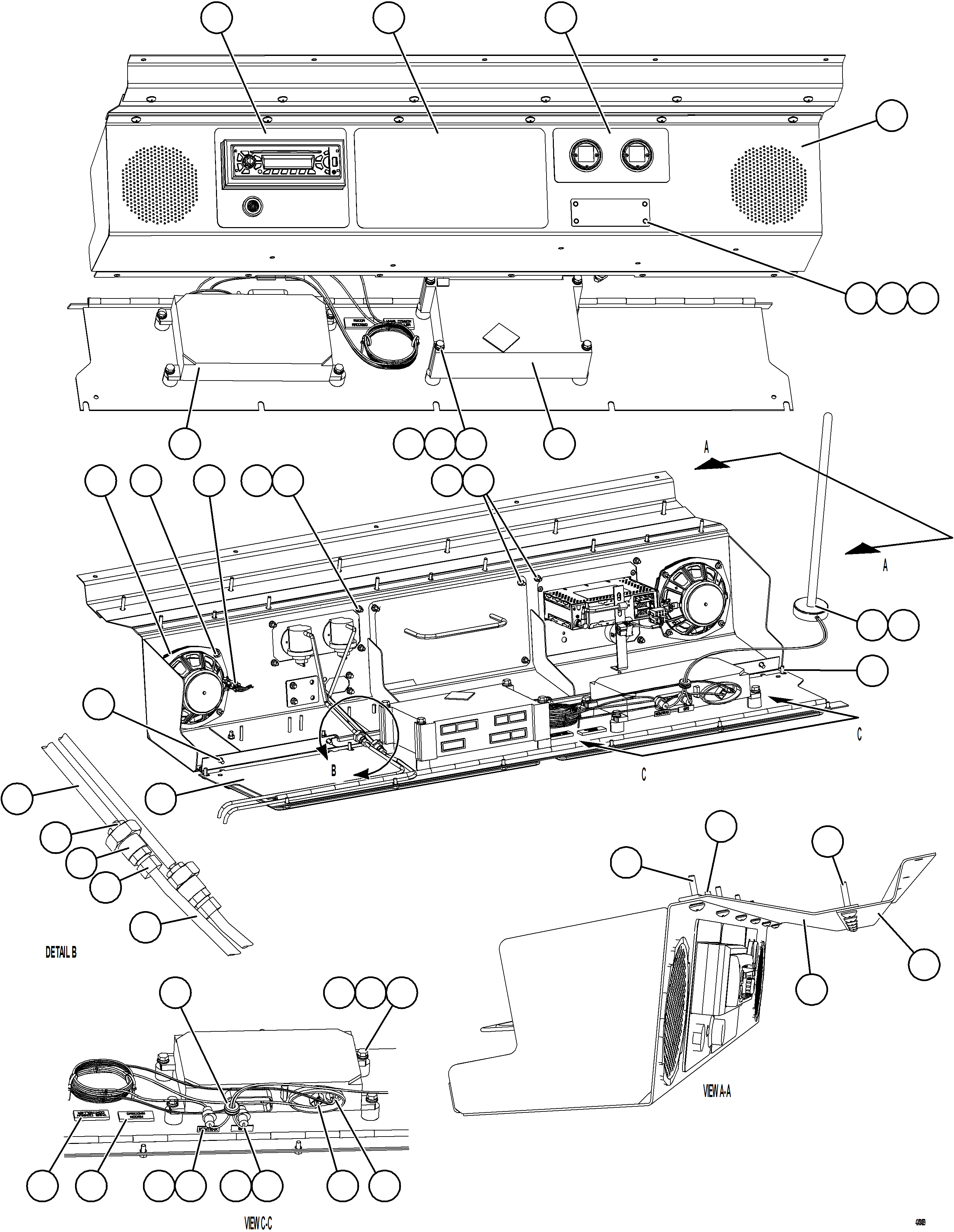Komatsu parts book diagram for AFE57-HT 830E-1AC S/N A40966, A40987 & A40990 - A40992  SEVERSTAL: OVERHEAD DASH MODULE