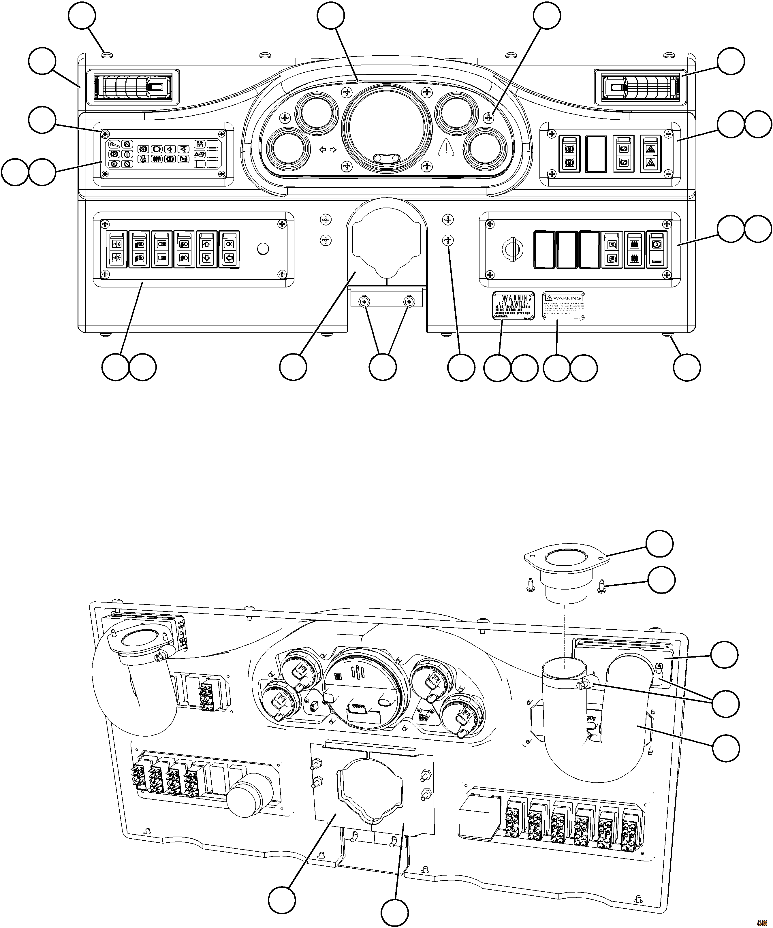 Komatsu parts book diagram for AFE57-HT 830E-1AC S/N A40966, A40987 & A40990 - A40992  SEVERSTAL: INSTRUMENT PANEL ASSEMBLY