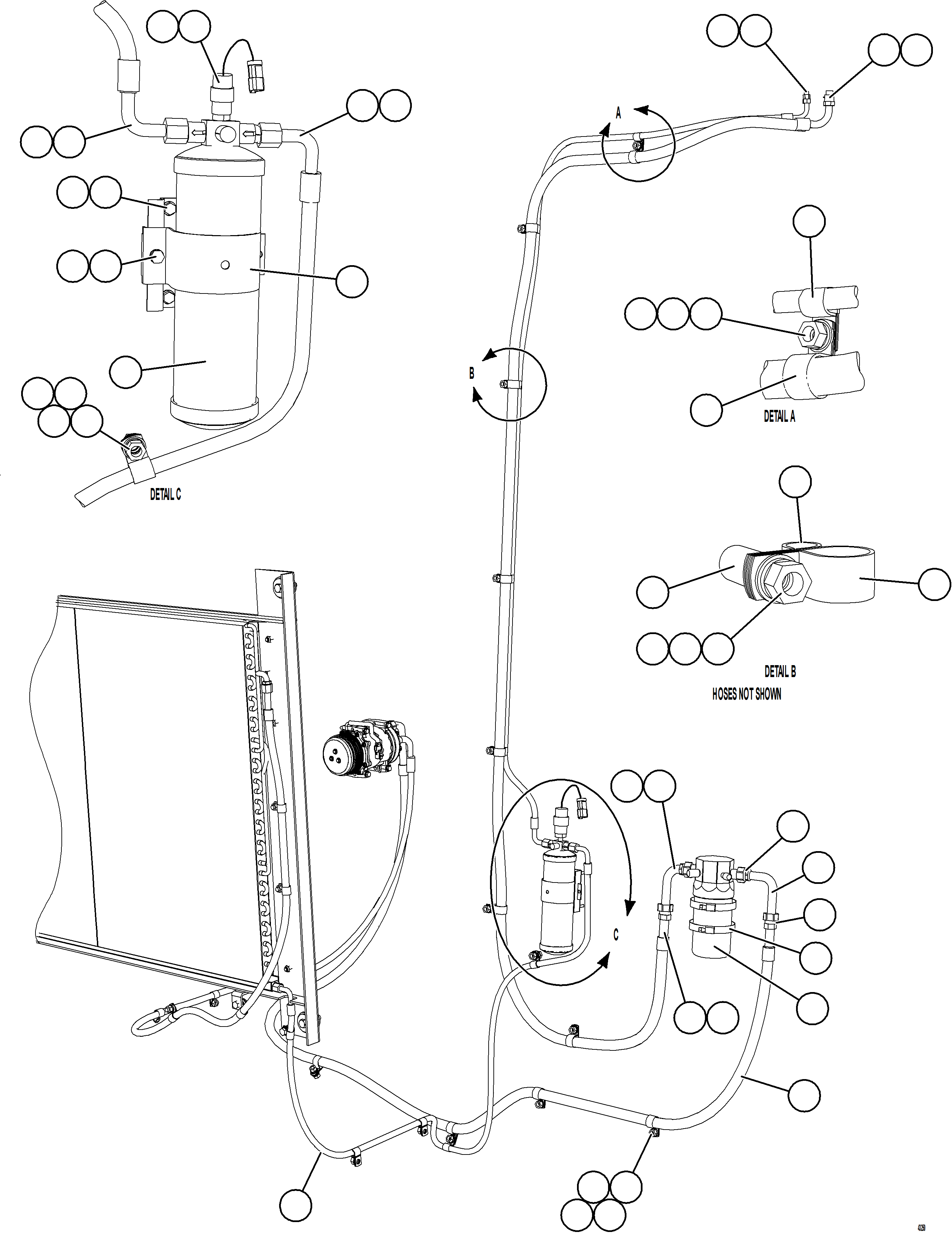 Komatsu parts book diagram for AFE57-HT 830E-1AC S/N A40966, A40987 & A40990 - A40992  SEVERSTAL: AIR CONDITIONING PIPING