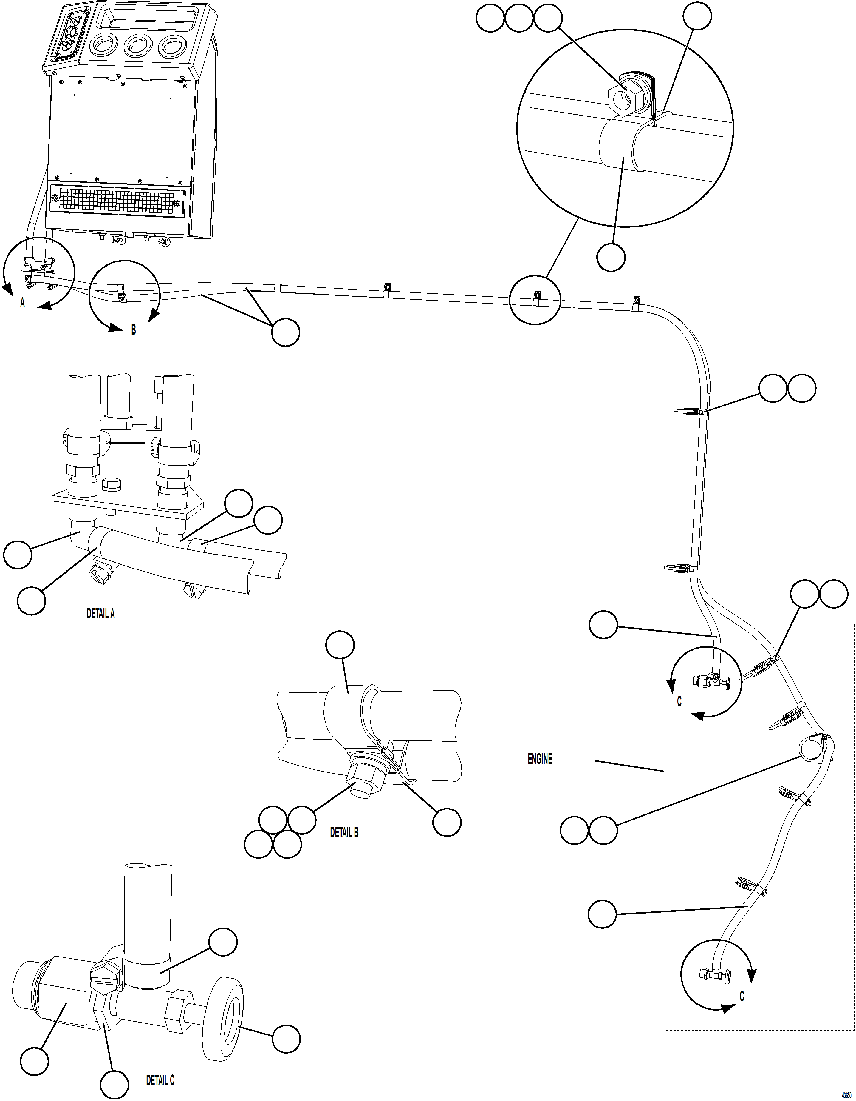 Komatsu parts book diagram for AFE57-HT 830E-1AC S/N A40966, A40987 & A40990 - A40992  SEVERSTAL: HEATER PIPING