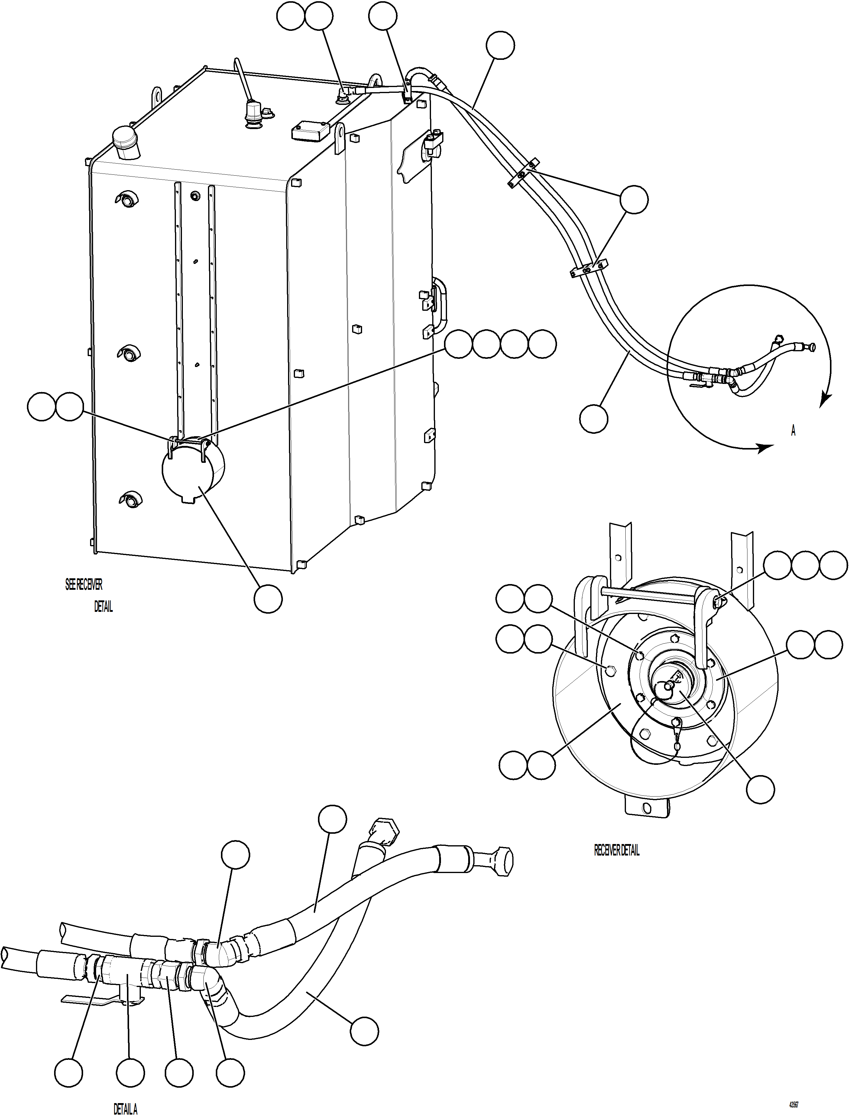 Komatsu parts book diagram for AFE57-HT 830E-1AC S/N A40966, A40987 & A40990 - A40992  SEVERSTAL: FUEL SYSTEM PIPING   1/3