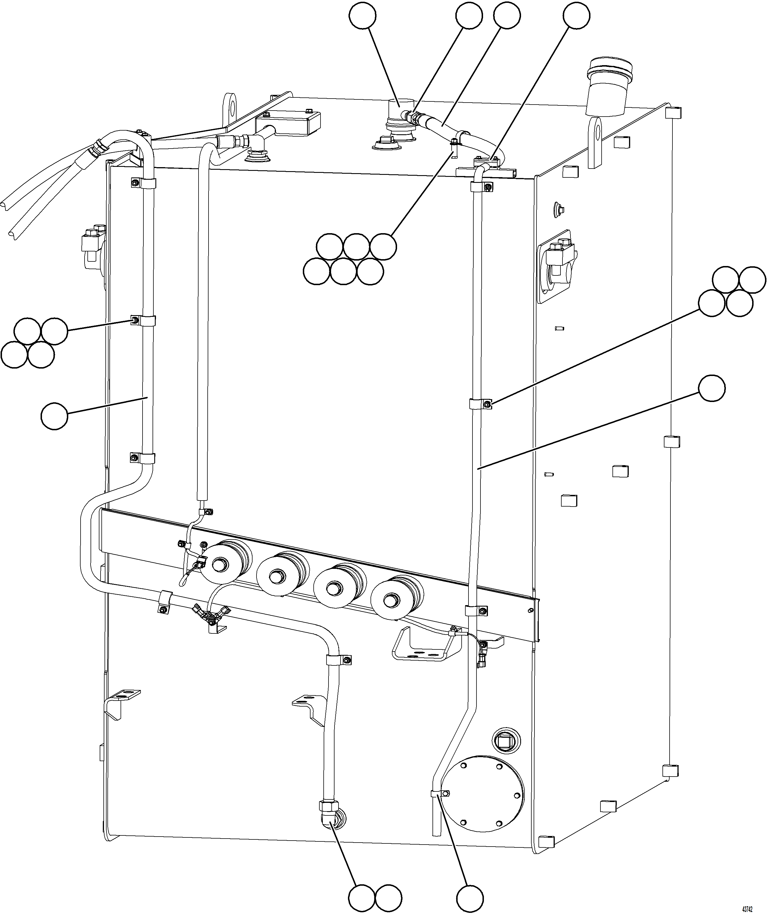 Komatsu parts book diagram for AFE57-HT 830E-1AC S/N A40966, A40987 & A40990 - A40992  SEVERSTAL: FUEL SYSTEM PIPING   2/3   (S/N A40966)