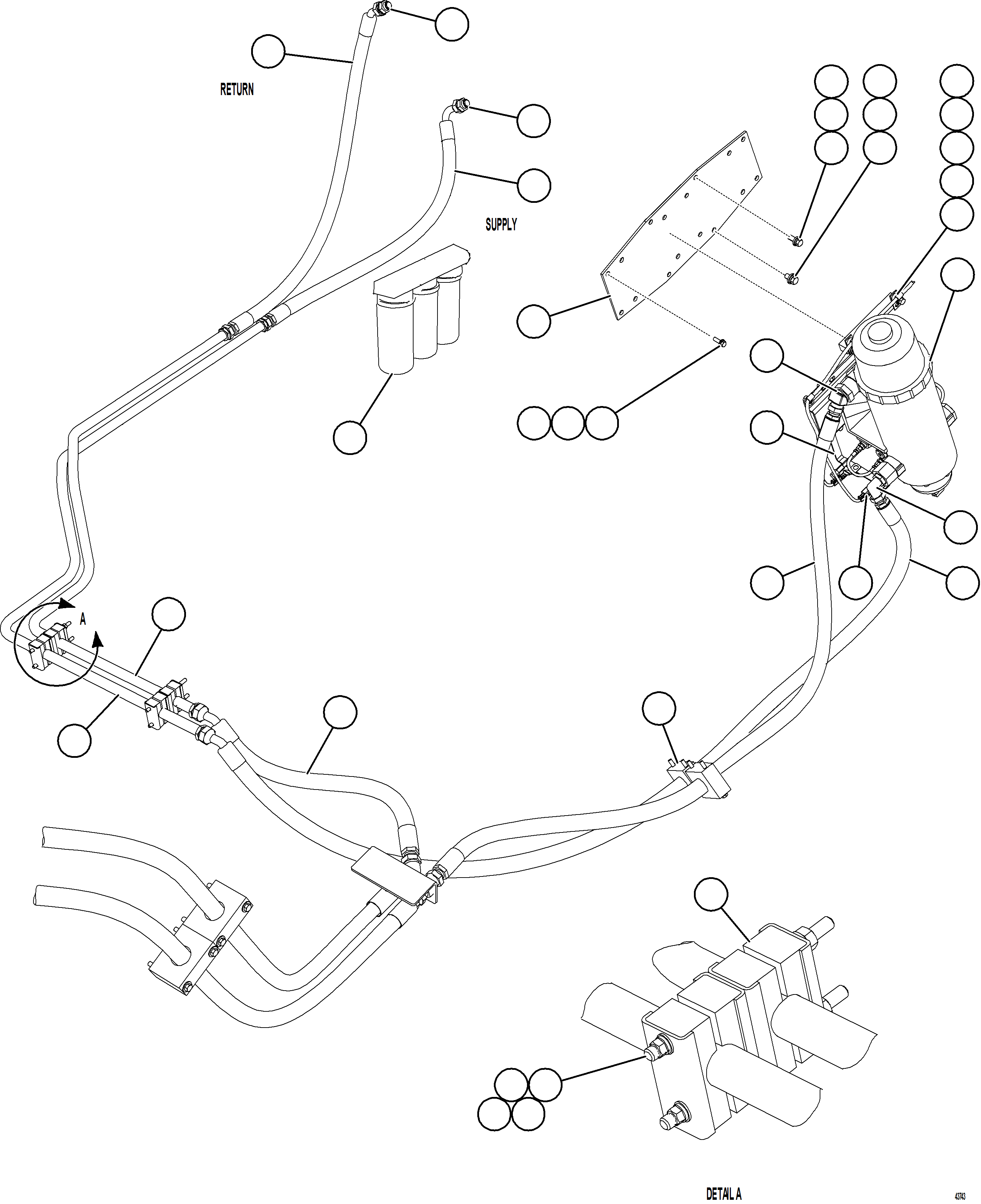 Komatsu parts book diagram for AFE57-HT 830E-1AC S/N A40966, A40987 & A40990 - A40992  SEVERSTAL: FUEL SYSTEM PIPING   3/3