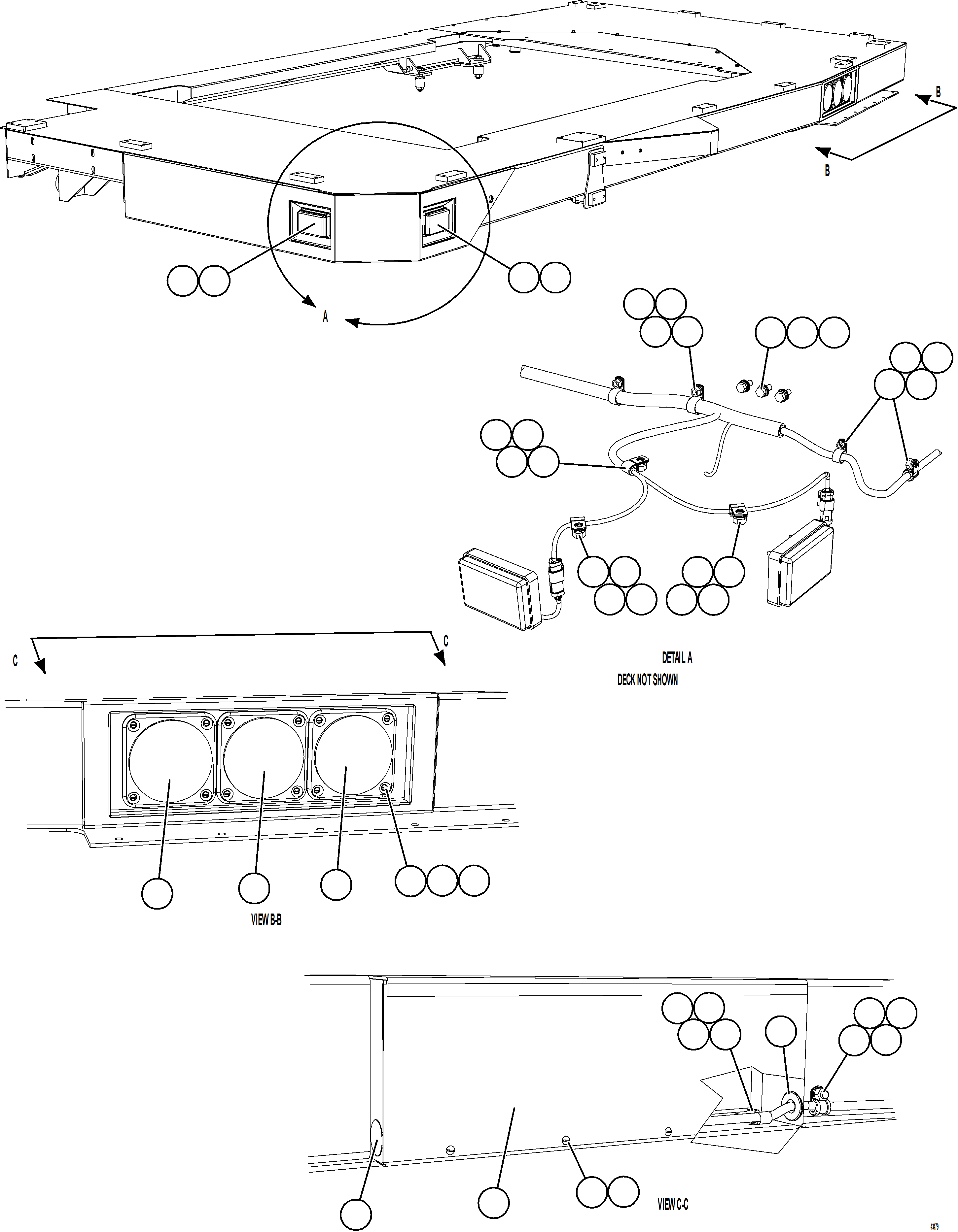 Komatsu parts book diagram for AFE57-HT 830E-1AC S/N A40966, A40987 & A40990 - A40992  SEVERSTAL: LH DECK LIGHTS