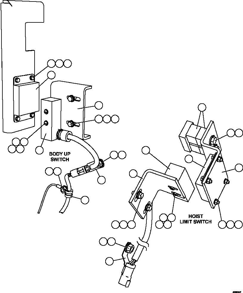 Komatsu parts book diagram for AFE57-HT 830E-1AC S/N A40966, A40987 & A40990 - A40992  SEVERSTAL: HOIST LIMIT/BODY-UP SWITCHES