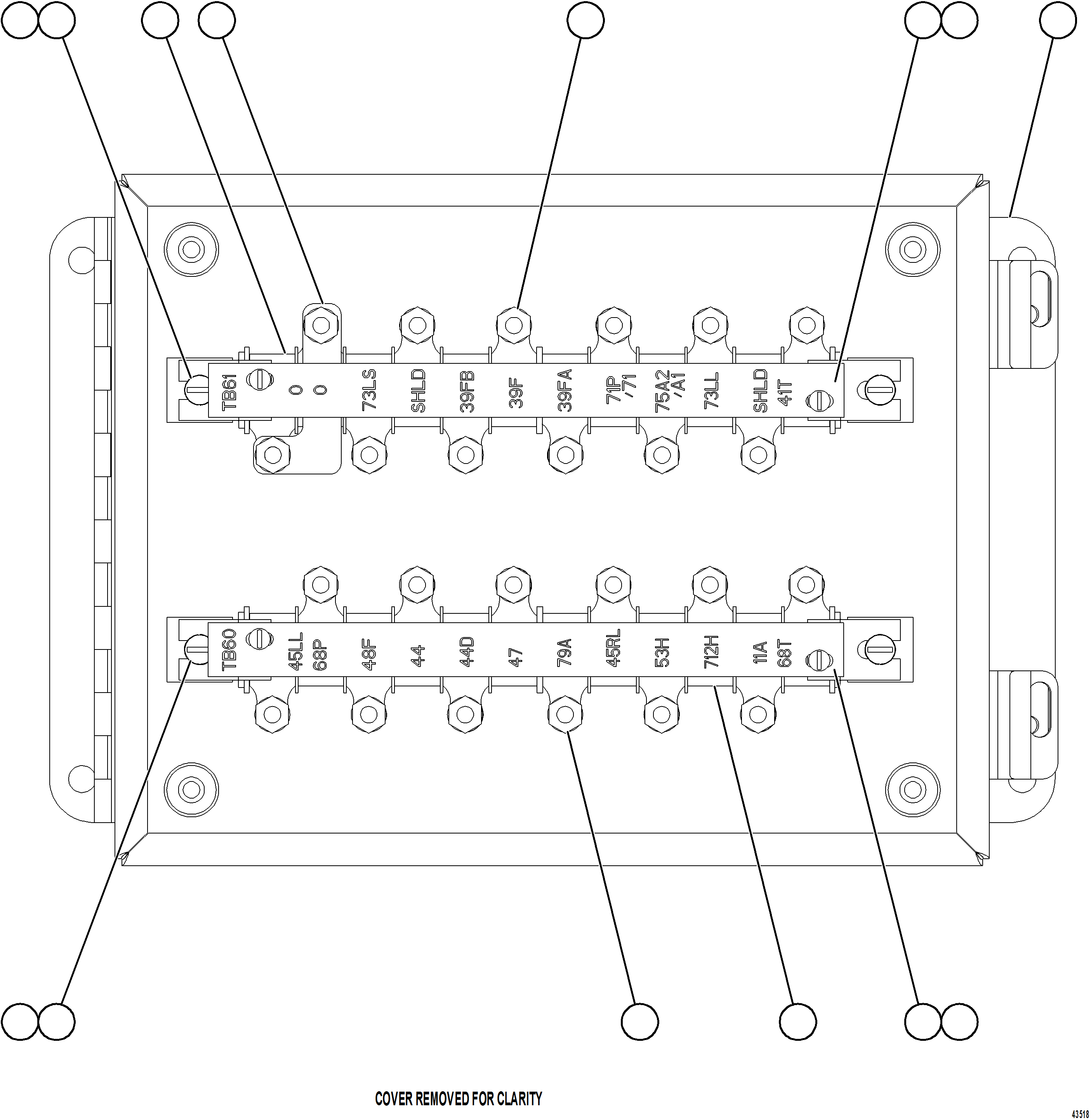 Komatsu parts book diagram for AFE57-HT 830E-1AC S/N A40966, A40987 & A40990 - A40992  SEVERSTAL: JUNCTION BOX ASSEMBLY - REAR      58E-06-10260