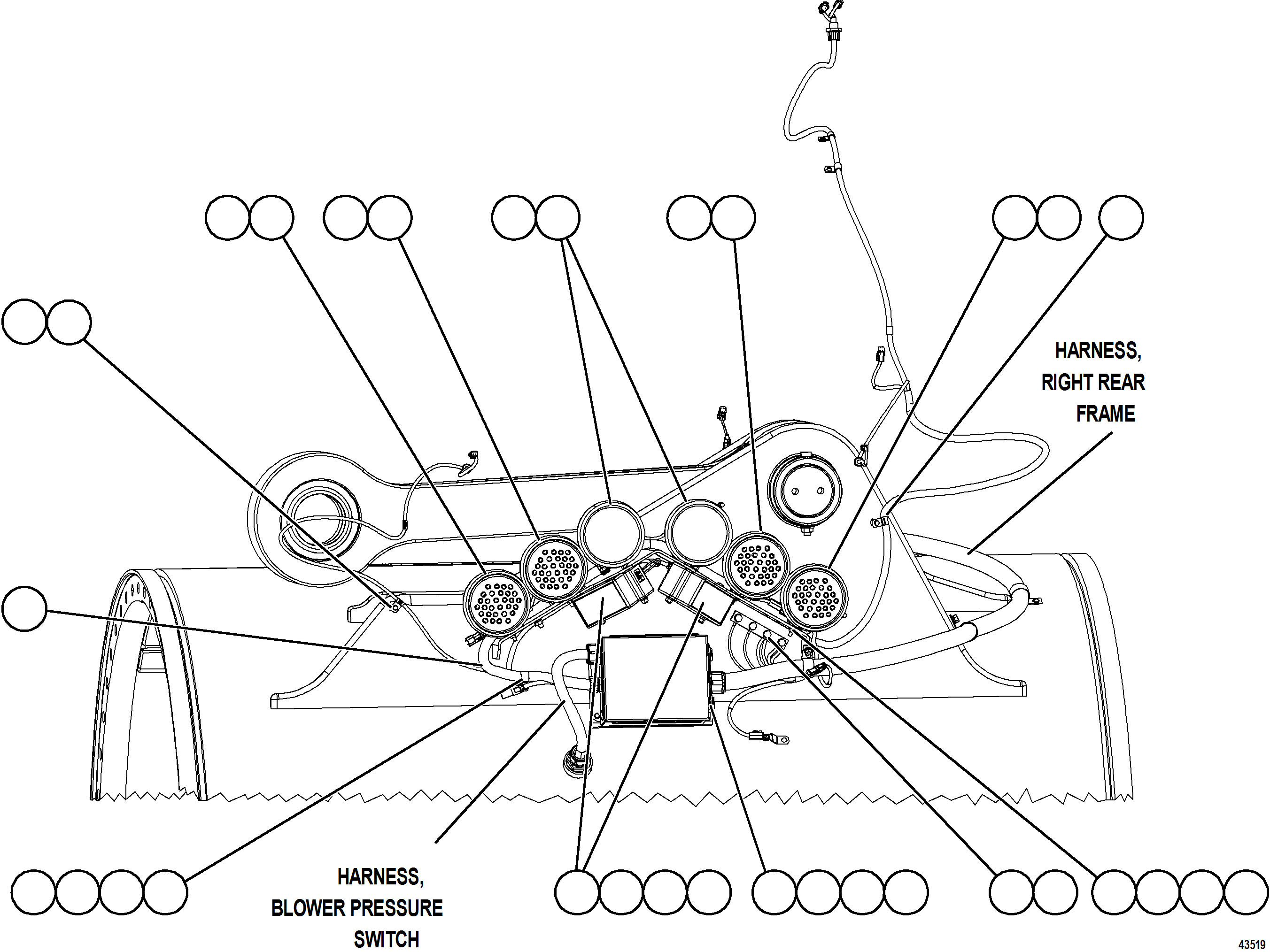 Komatsu parts book diagram for AFE57-HT 830E-1AC S/N A40966, A40987 & A40990 - A40992  SEVERSTAL: REAR LIGHTS & BACKUP ALARM INSTALLATION