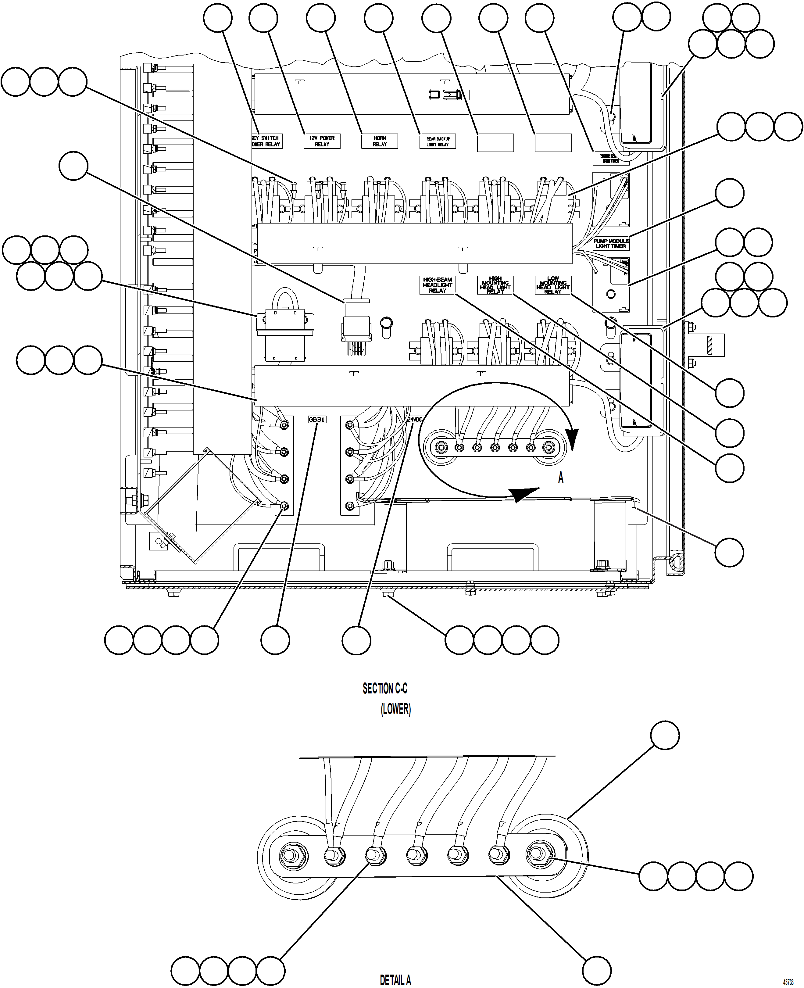 Komatsu parts book diagram for AFE57-HT 830E-1AC S/N A40966, A40987 & A40990 - A40992  SEVERSTAL: AUXILIARY CONTROL CABINET COMPONENTS - RH WALL 2/2