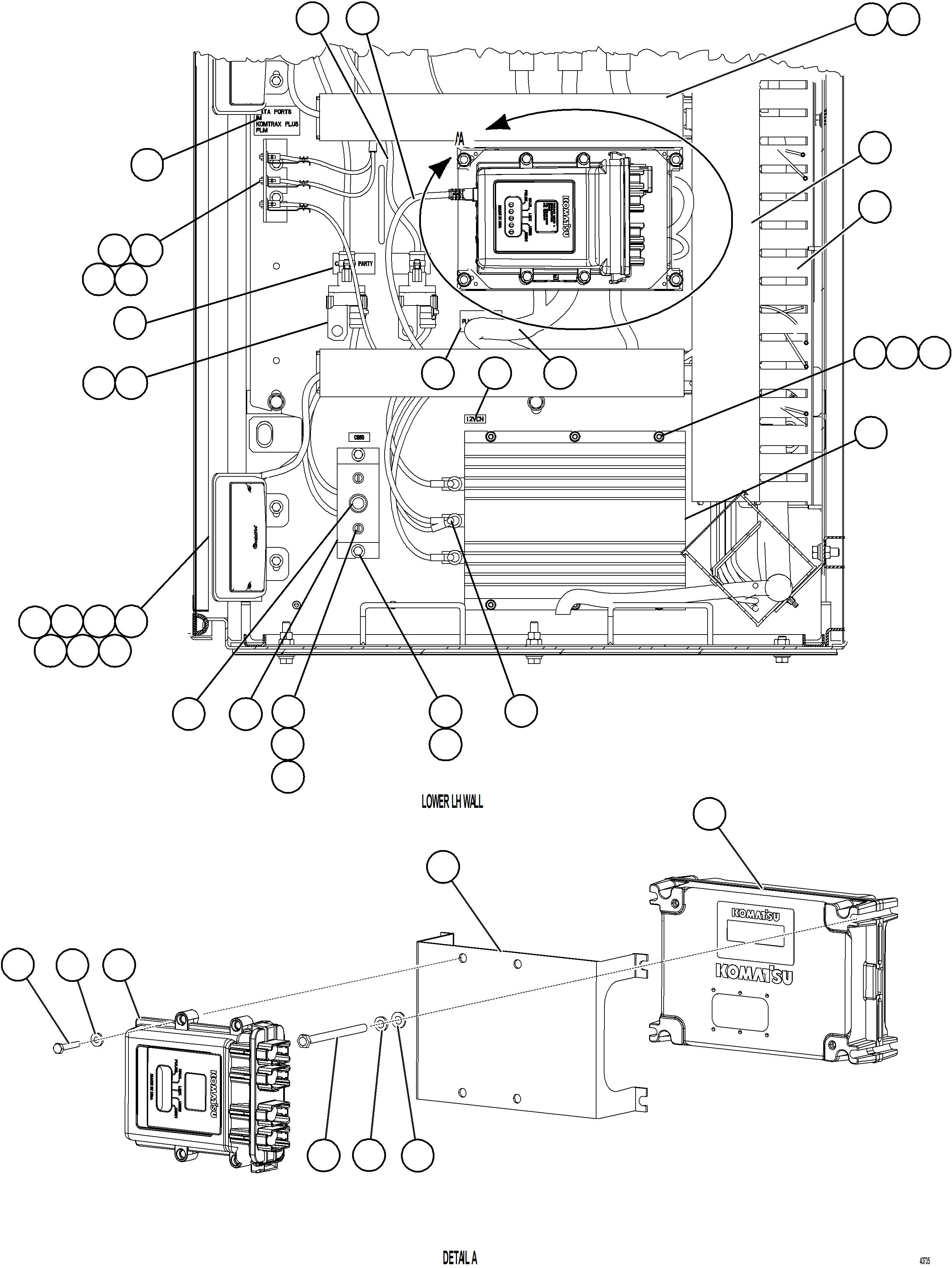 Komatsu parts book diagram for AFE57-HT 830E-1AC S/N A40966, A40987 & A40990 - A40992  SEVERSTAL: AUXILIARY CONTROL CABINET COMPONENTS - LH WALL 2/2