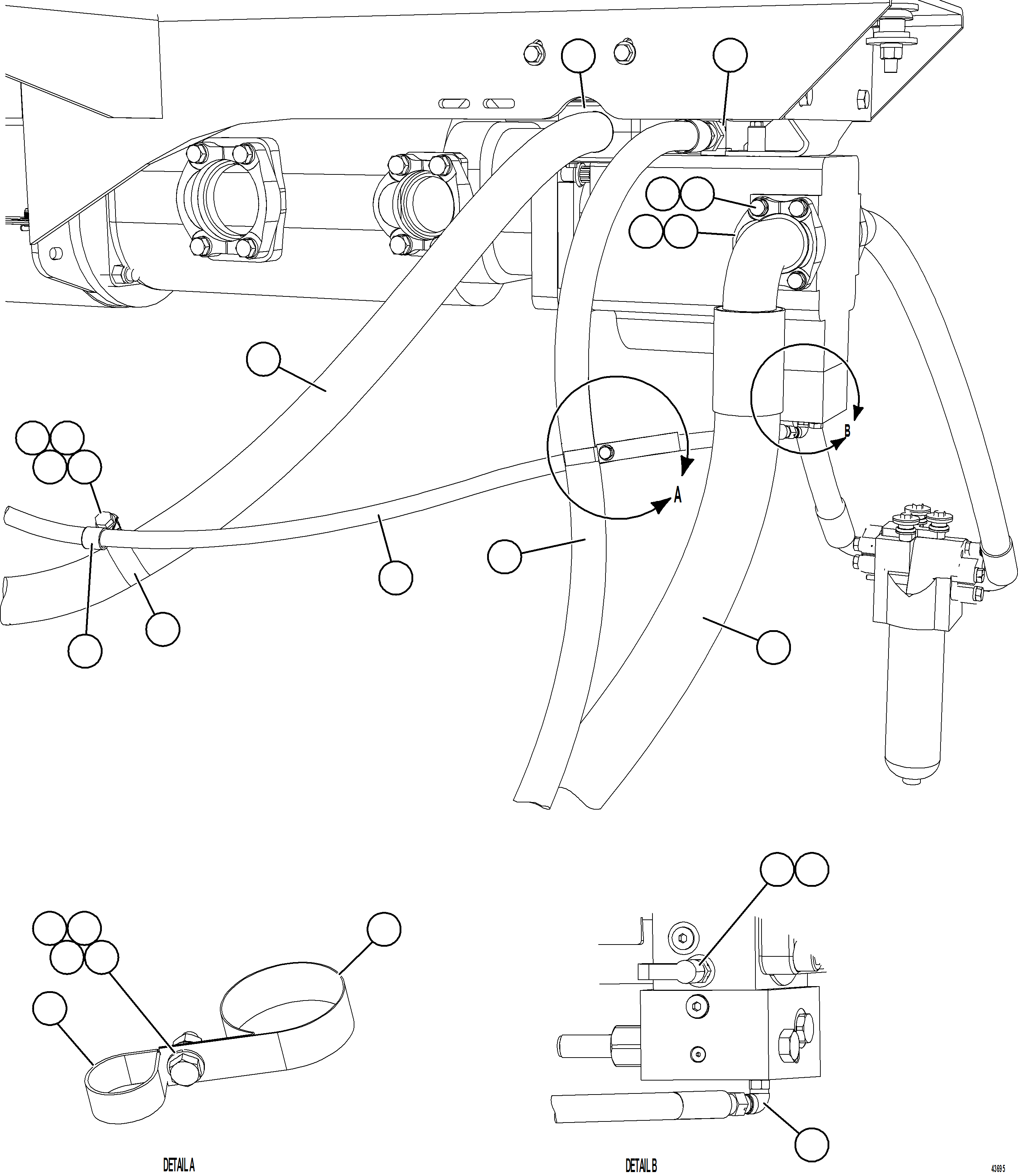 Komatsu parts book diagram for AFE57-HT 830E-1AC S/N A40966, A40987 & A40990 - A40992  SEVERSTAL: STEERING PUMP PIPING   1/2
