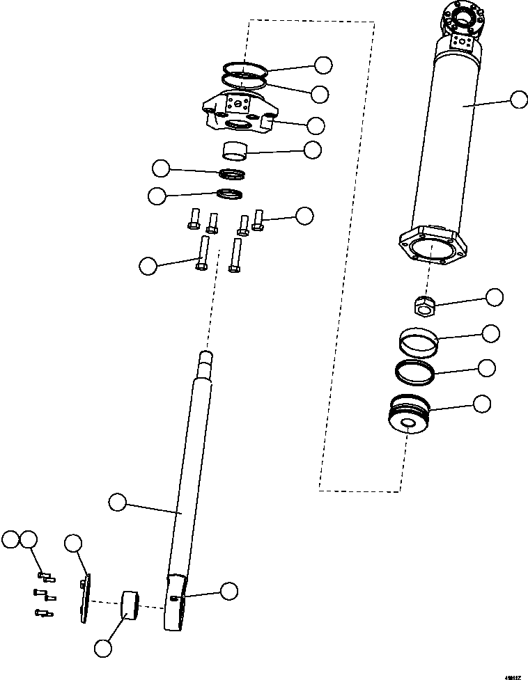 Komatsu parts book diagram for AFE57-HT 830E-1AC S/N A40966, A40987 & A40990 - A40992  SEVERSTAL: STEERING CYLINDER AND BEARINGS
