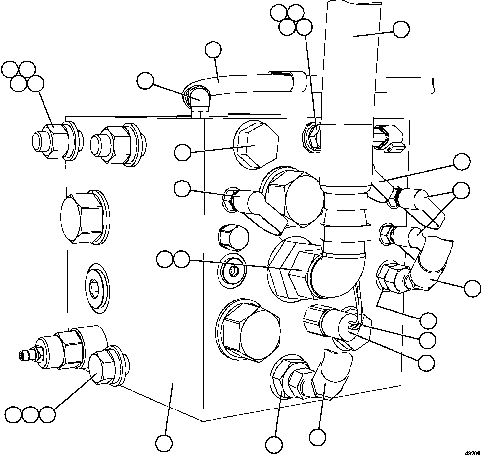 Komatsu parts book diagram for AFE57-HT 830E-1AC S/N A40966, A40987 & A40990 - A40992  SEVERSTAL: BLEEDDOWN MANIFOLD PIPING  2/4