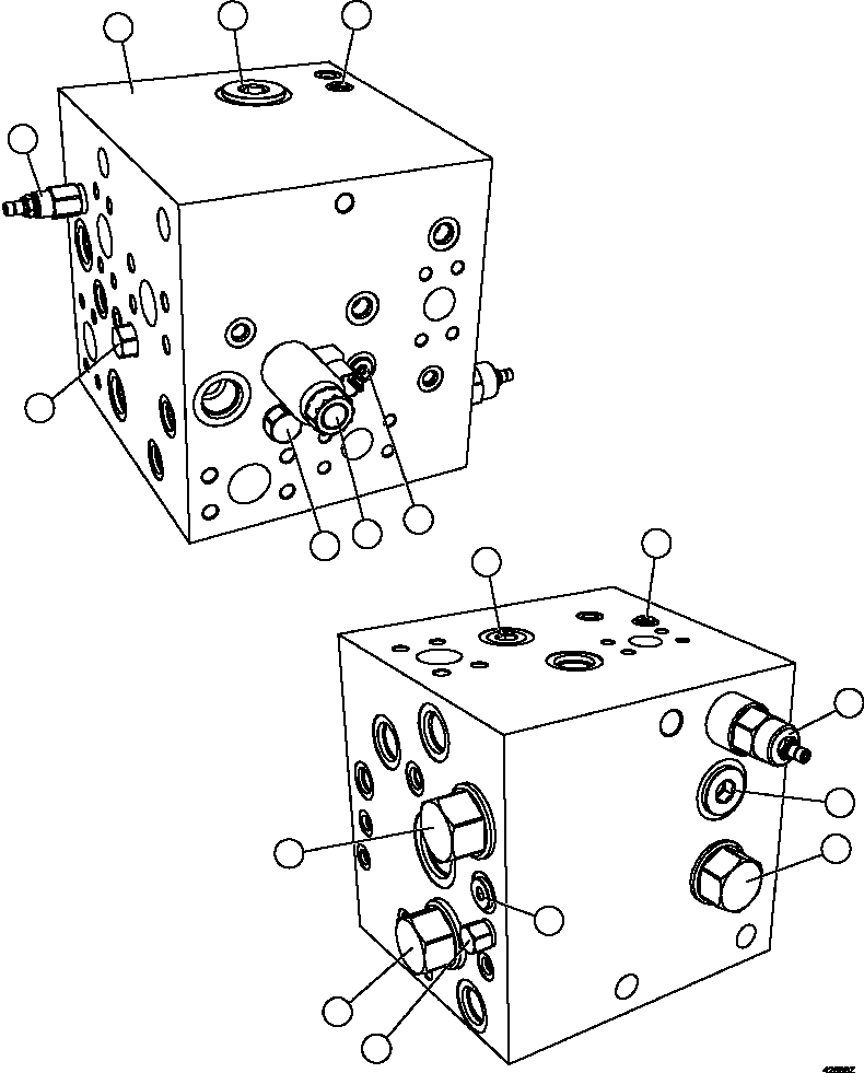 Komatsu parts book diagram for AFE57-HT 830E-1AC S/N A40966, A40987 & A40990 - A40992  SEVERSTAL: BLEEDDOWN MANIFOLD   PC2677