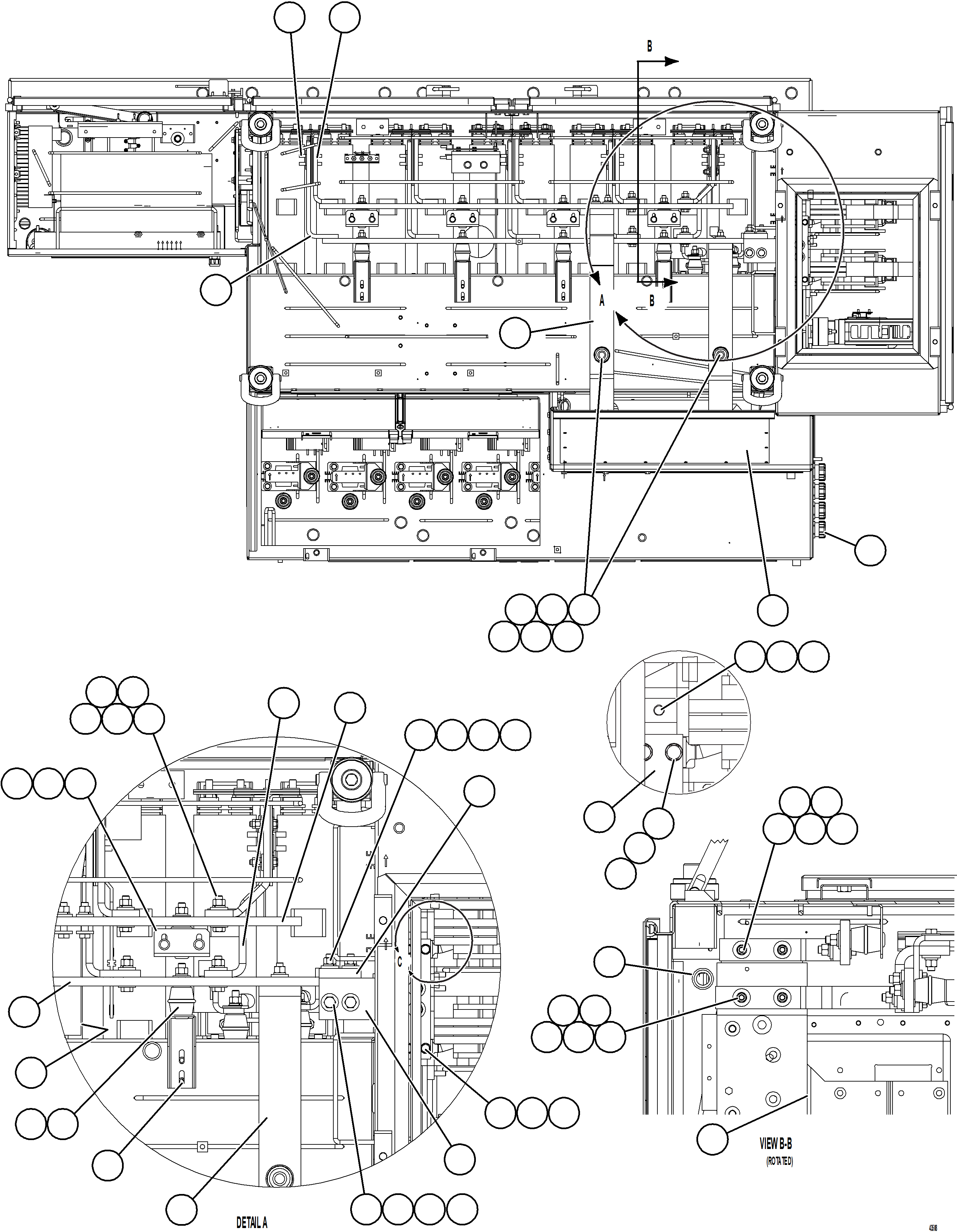 Komatsu parts book diagram for AFE57-HT 830E-1AC S/N A40966, A40987 & A40990 - A40992  SEVERSTAL: CONTROL CABINET - TOP VIEW      58E-43-00021