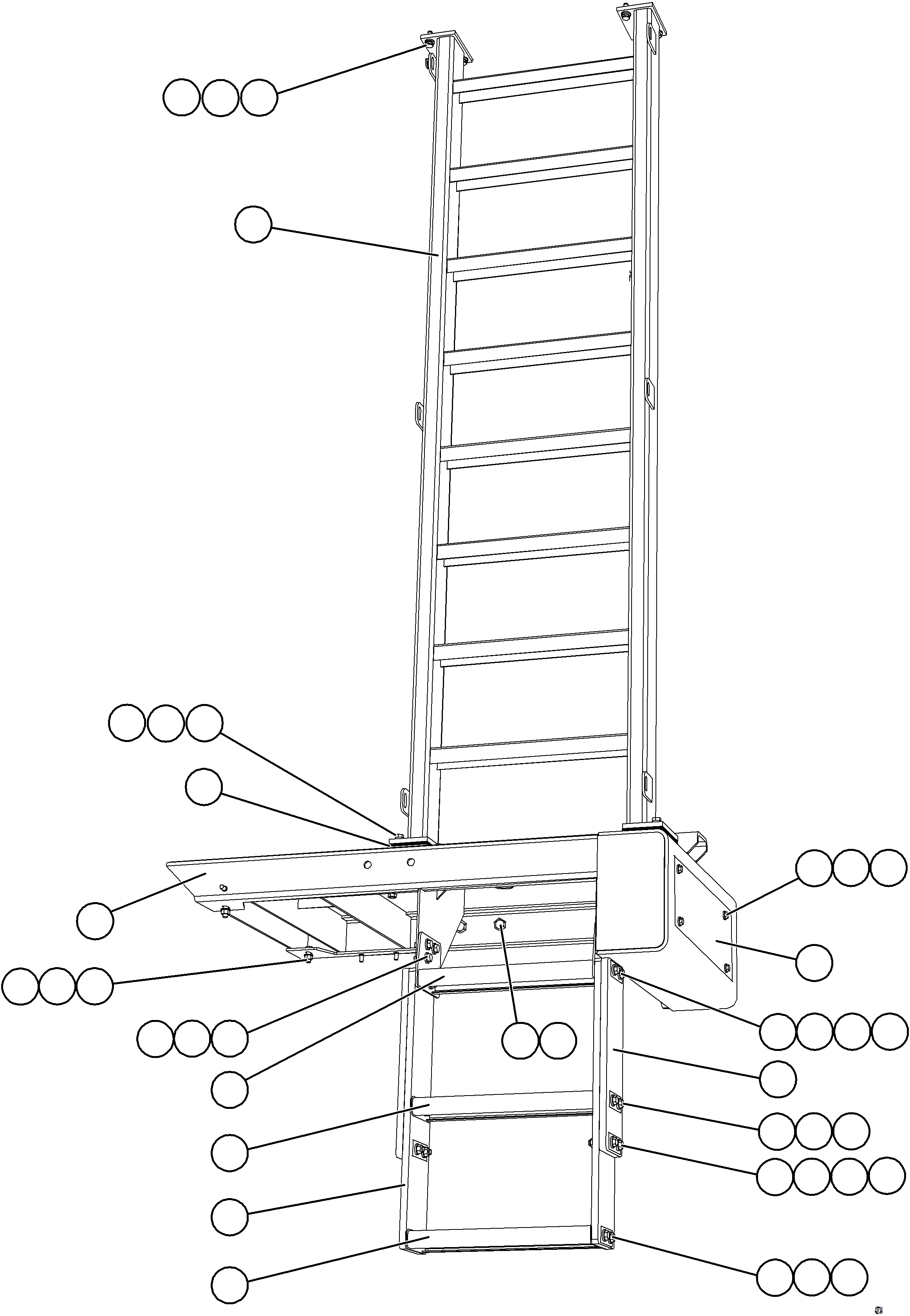 Dump Trucks Komatsu / AFE57-JD 830E-1AC S/N A41020 - A41024  DECKER COAL LIGHTHOUSE(AFE57-JD) / RH LADDER & PLATFORM(038 : 42734)