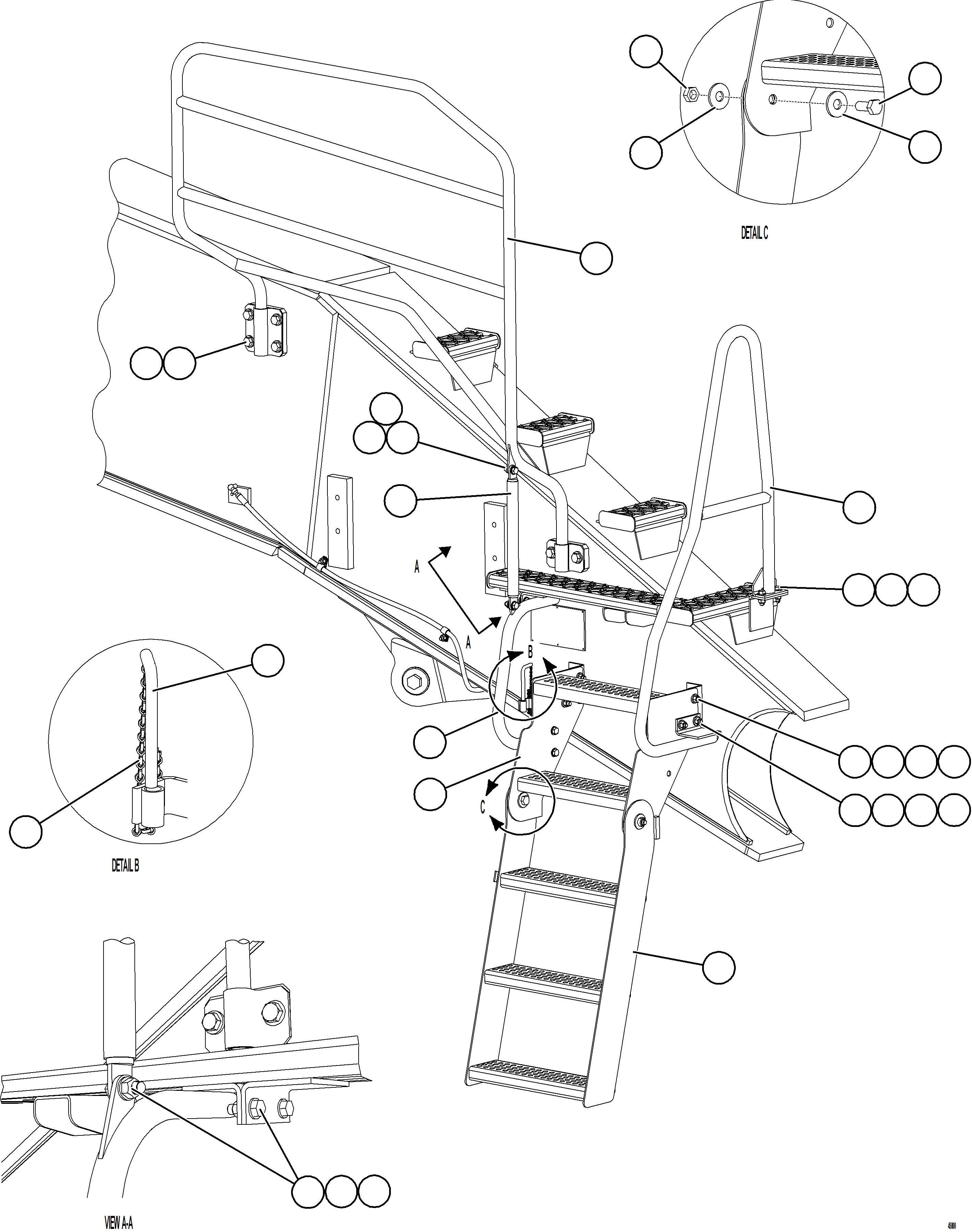 Dump Trucks Komatsu / AFE57-JD 830E-1AC S/N A41020 - A41024  DECKER COAL LIGHTHOUSE(AFE57-JD) / ENGINE ACCESS LADDERS - RH(040 : 45000)