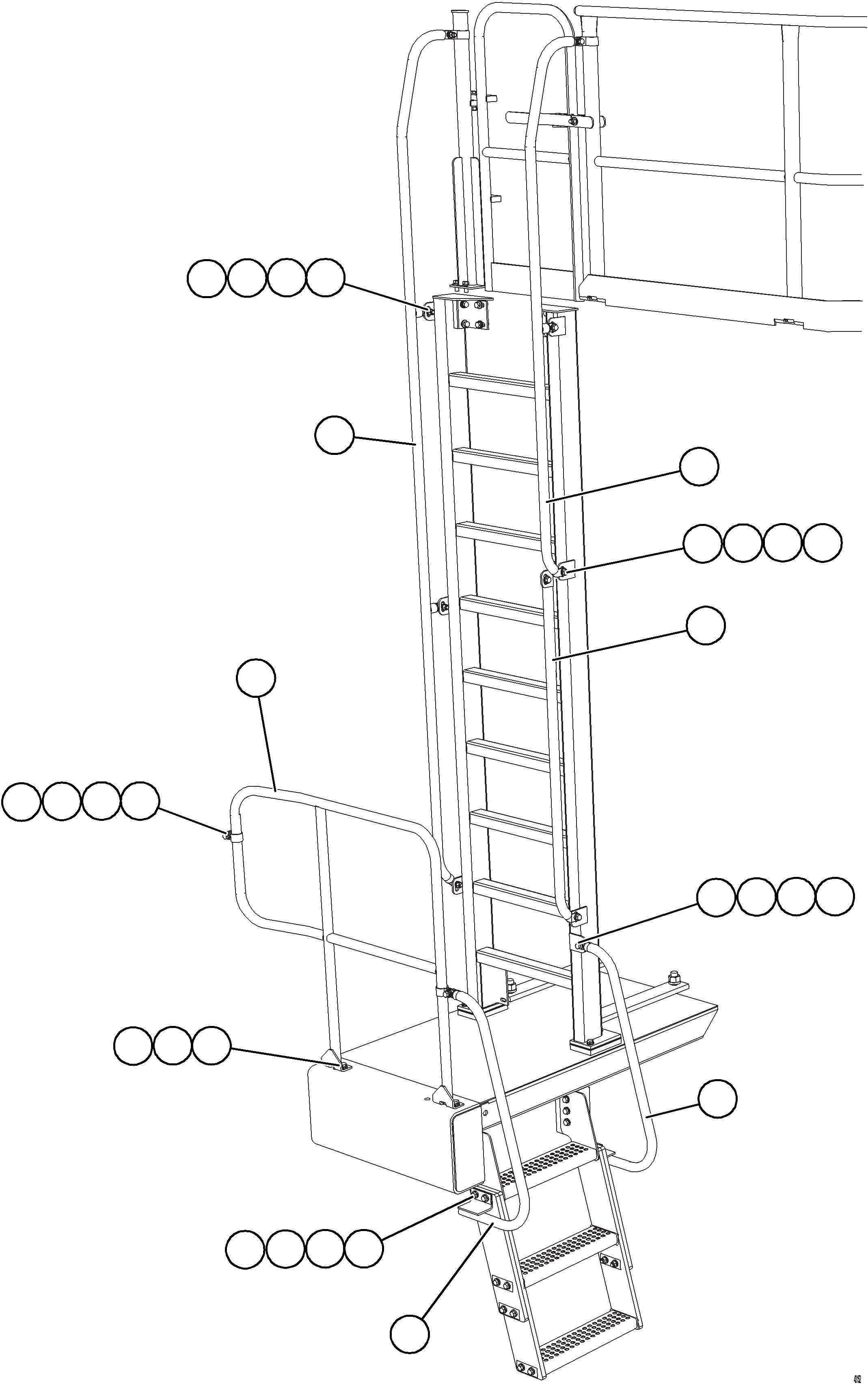 Dump Trucks Komatsu / AFE57-JD 830E-1AC S/N A41020 - A41024  DECKER COAL LIGHTHOUSE(AFE57-JD) / LH LADDER HANDRAILS(052 : 43152)