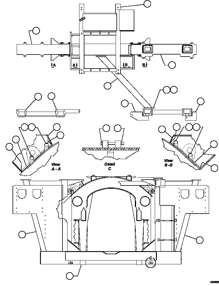 Komatsu parts book diagram for AFE57-JJ 830E-1AC S/N A41035 COLOWYO: FRAME & UPRIGHTS