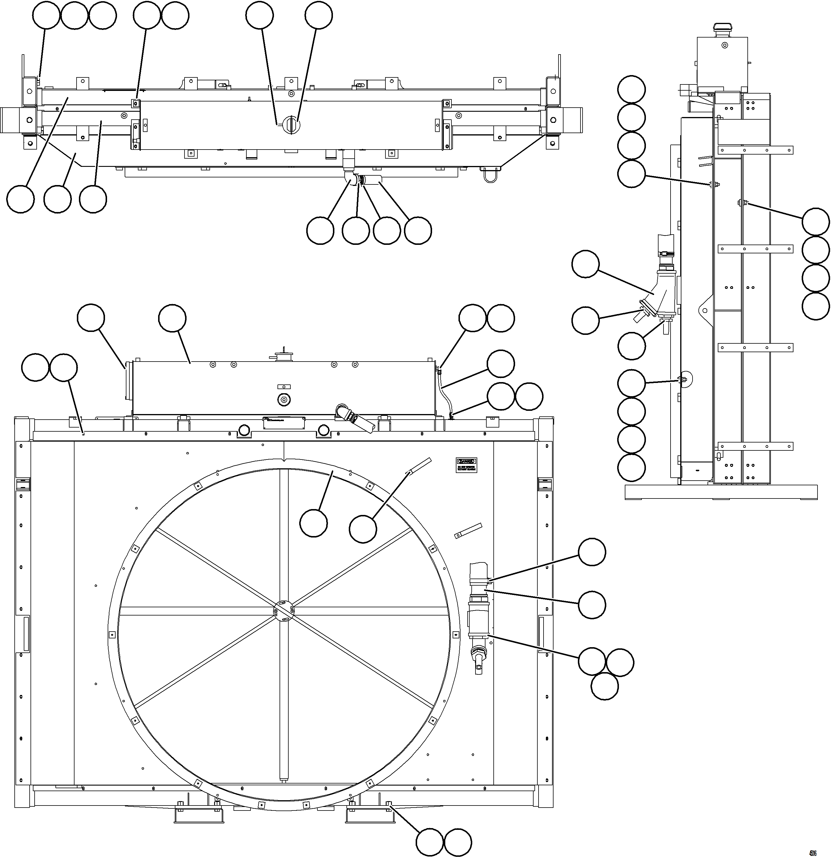 Komatsu parts book diagram for AFE57-JJ 830E-1AC S/N A41035 COLOWYO: RADIATOR & SHROUD ASSEMBLY    PC2800