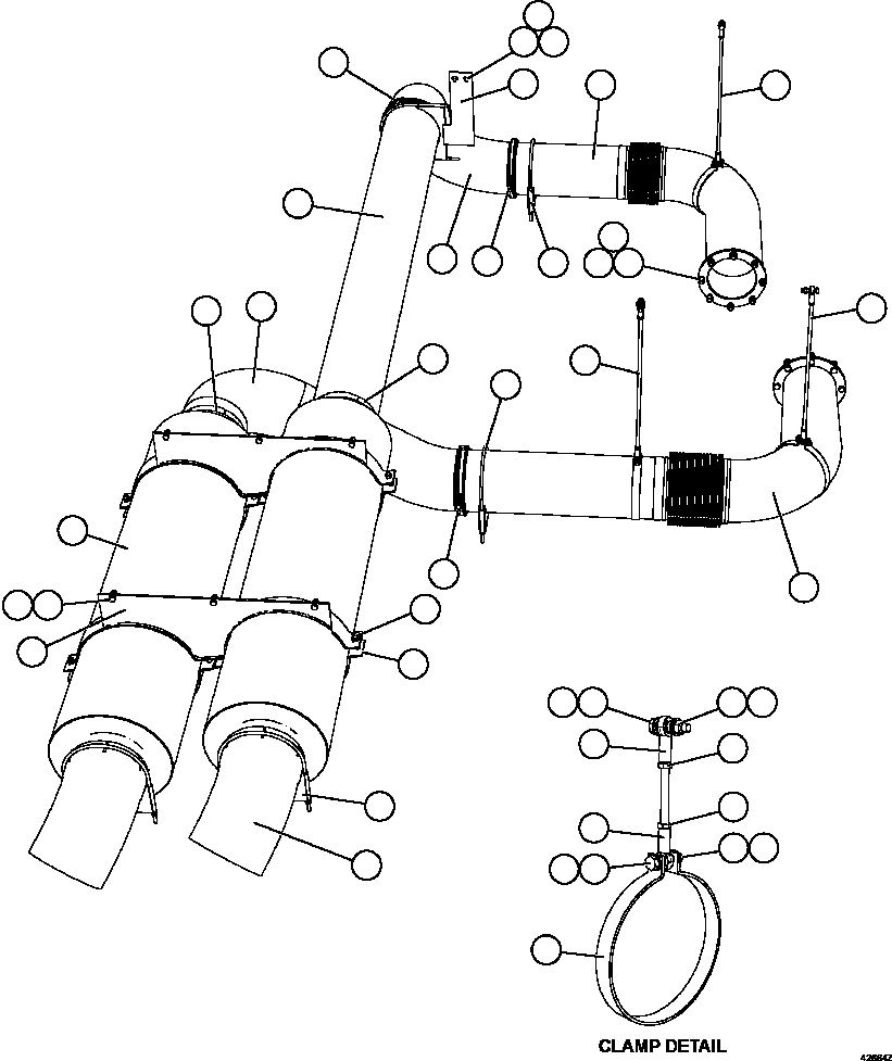 Komatsu parts book diagram for AFE57-JJ 830E-1AC S/N A41035 COLOWYO: EXHAUST PIPING
