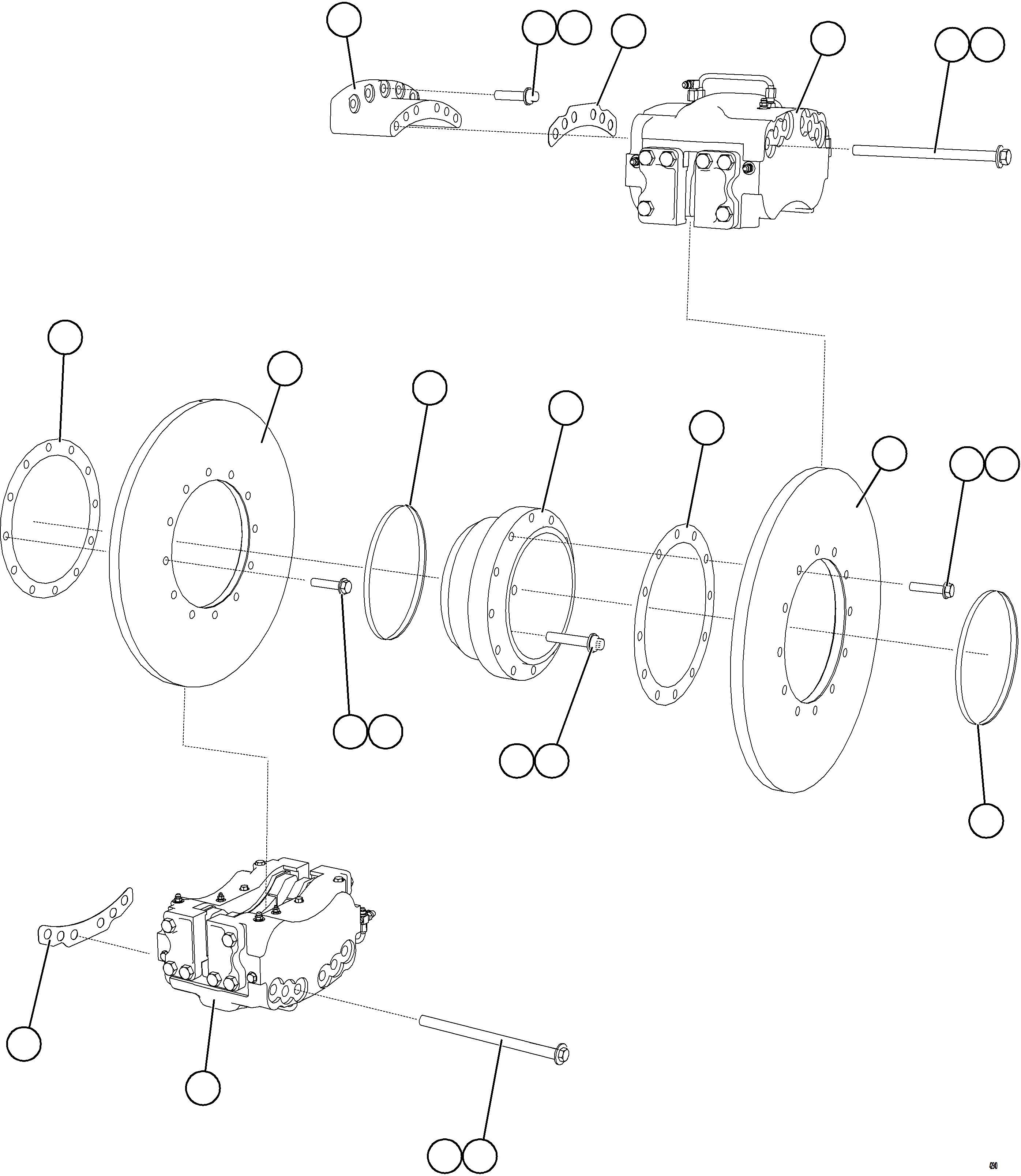 Komatsu parts book diagram for AFE57-JJ 830E-1AC S/N A41035 COLOWYO: REAR BRAKE INSTALLATION