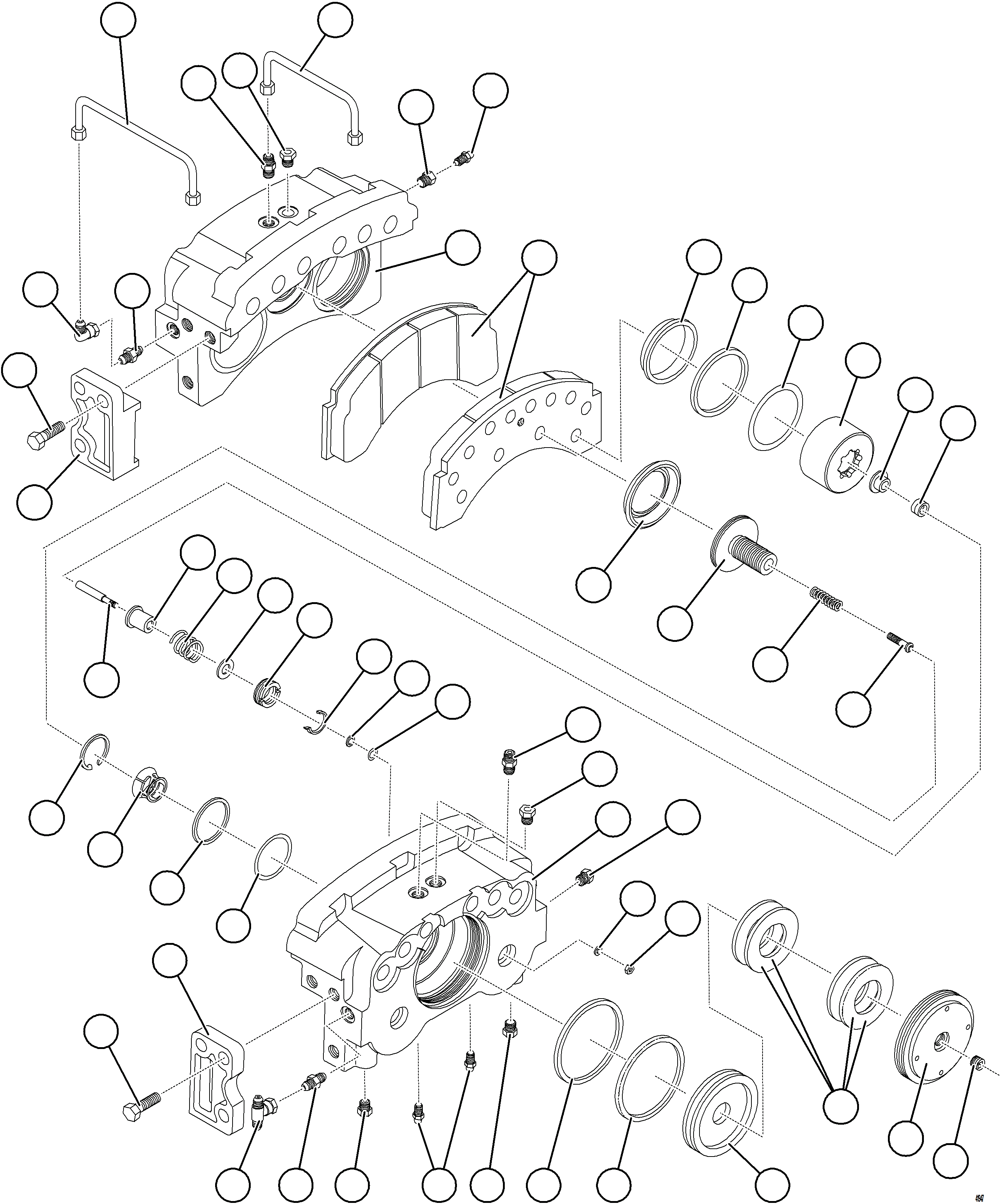Komatsu parts book diagram for AFE57-JJ 830E-1AC S/N A41035 COLOWYO: REAR DISC BRAKE ASSEMBLY    PC2823