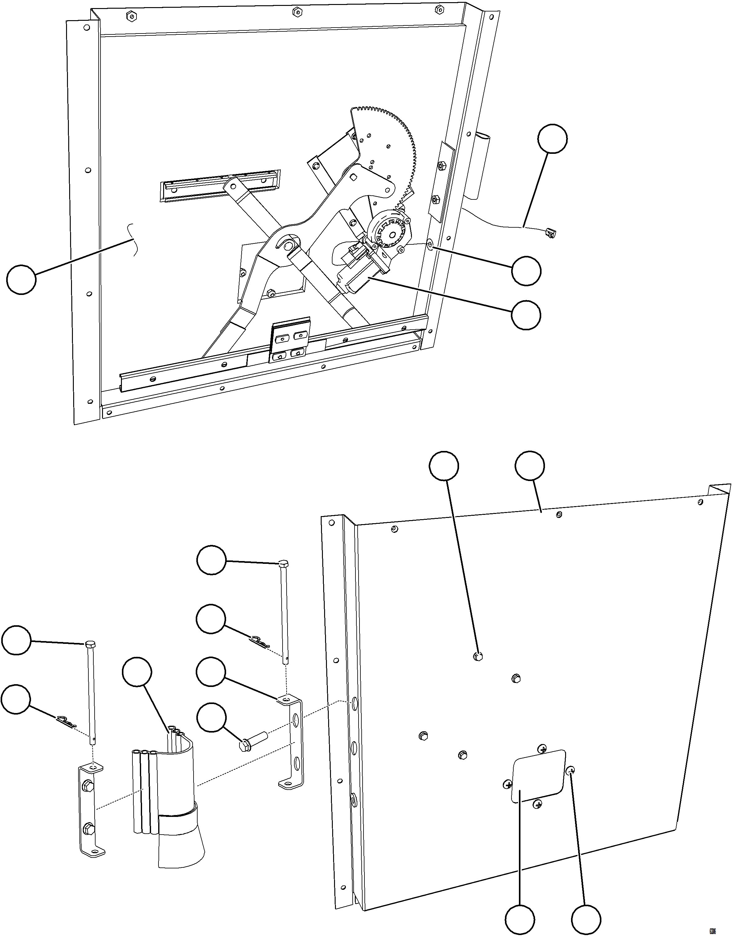 Komatsu parts book diagram for AFE57-JJ 830E-1AC S/N A41035 COLOWYO: INNER DOOR PANEL - LH    58E-54-10121