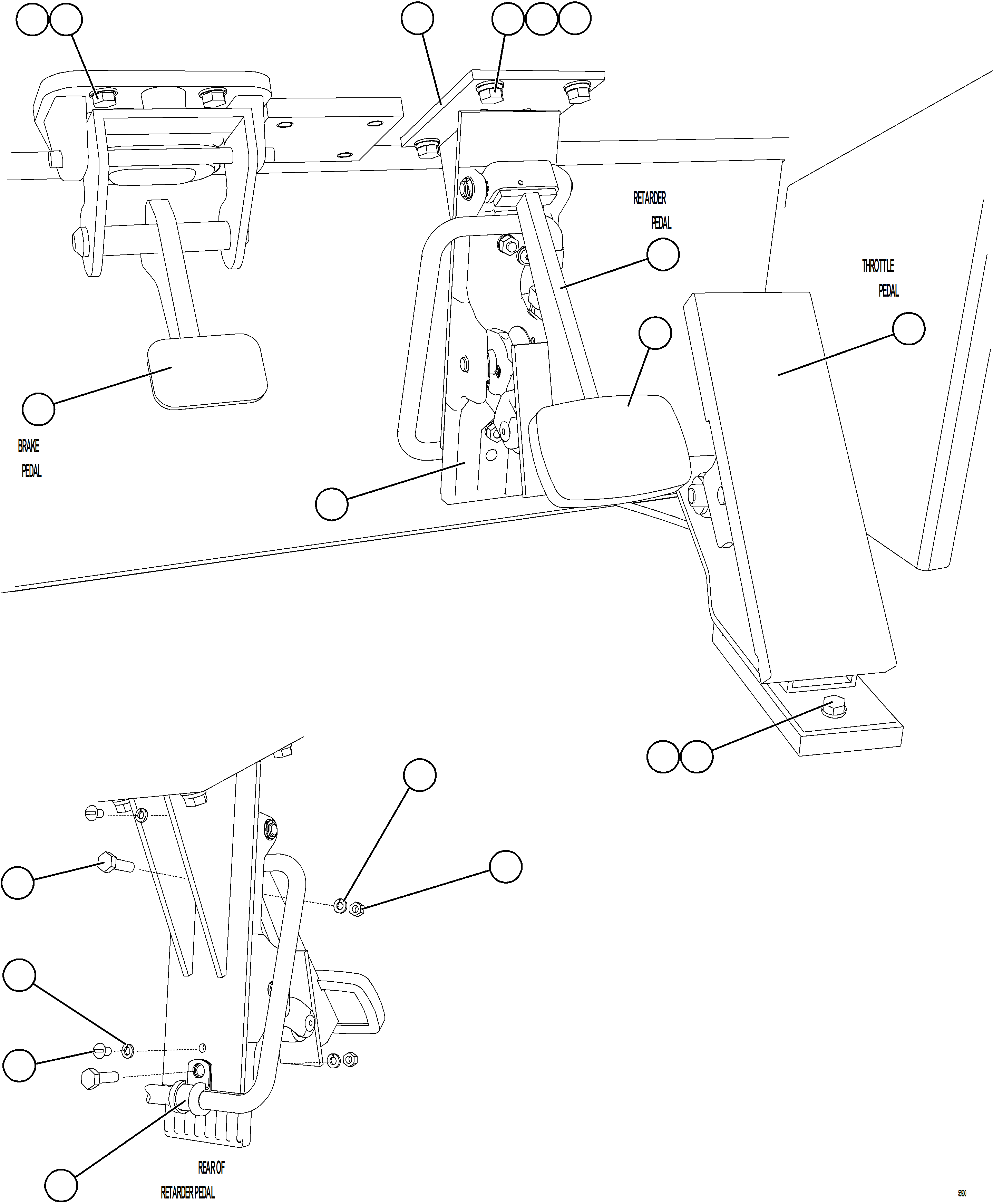 Komatsu parts book diagram for AFE57-JJ 830E-1AC S/N A41035 COLOWYO: PEDAL INSTALLATION