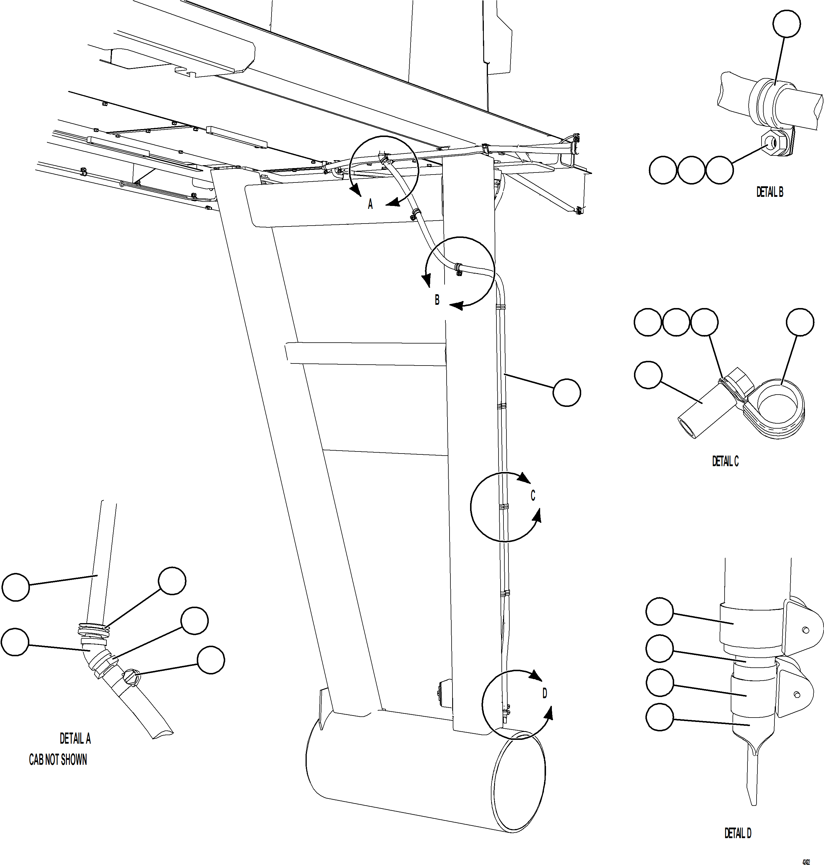 Komatsu parts book diagram for AFE57-JJ 830E-1AC S/N A41035 COLOWYO: HEATER/AC DRAIN HOSE INSTALLATION