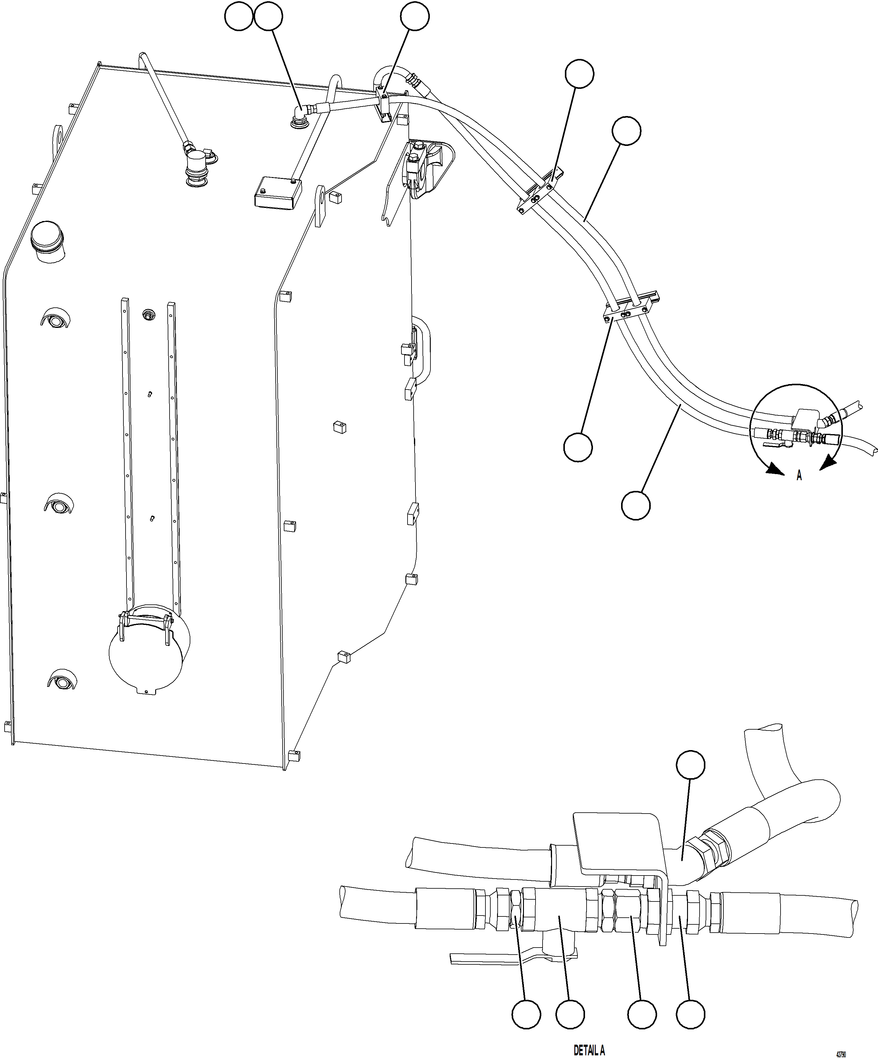 Komatsu parts book diagram for AFE57-JJ 830E-1AC S/N A41035 COLOWYO: FUEL SYSTEM PIPING    1/3