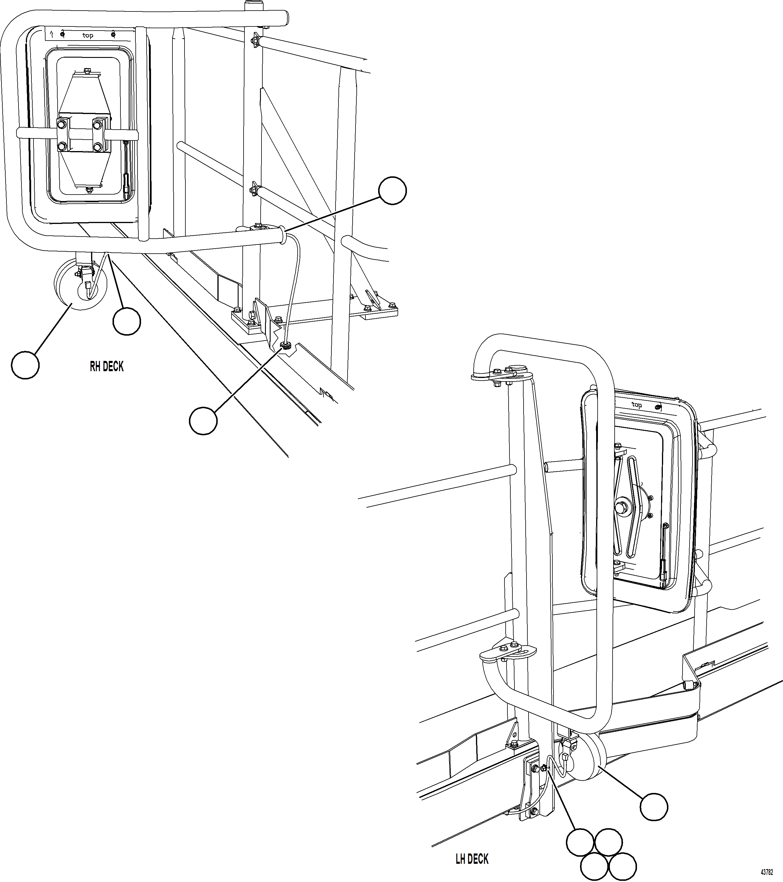 Komatsu parts book diagram for AFE57-JJ 830E-1AC S/N A41035 COLOWYO: MIRROR MOUNTED BACKUP LIGHTS