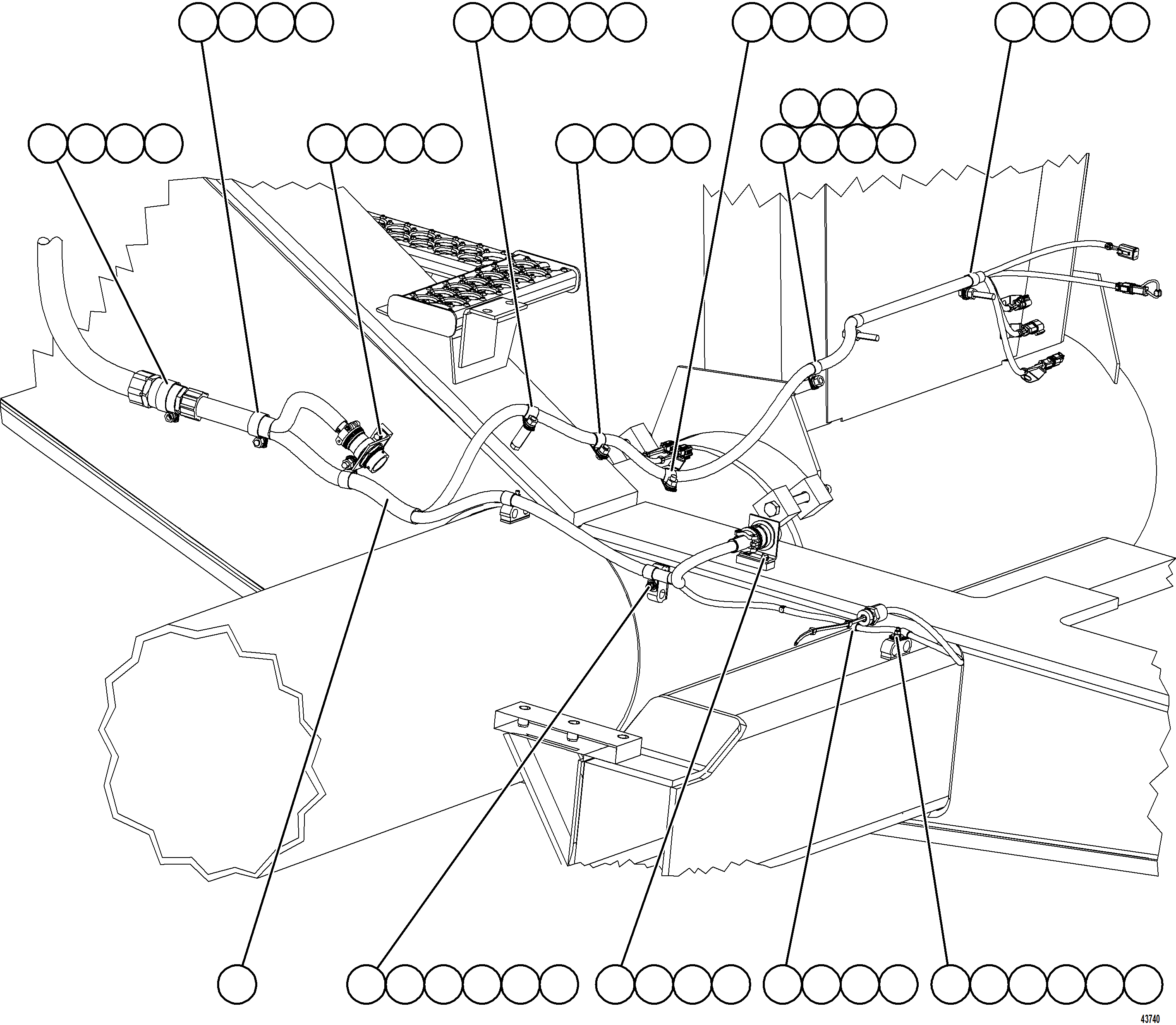 Komatsu parts book diagram for AFE57-JJ 830E-1AC S/N A41035 COLOWYO: LH FRAME RAIL WIRING    1/2