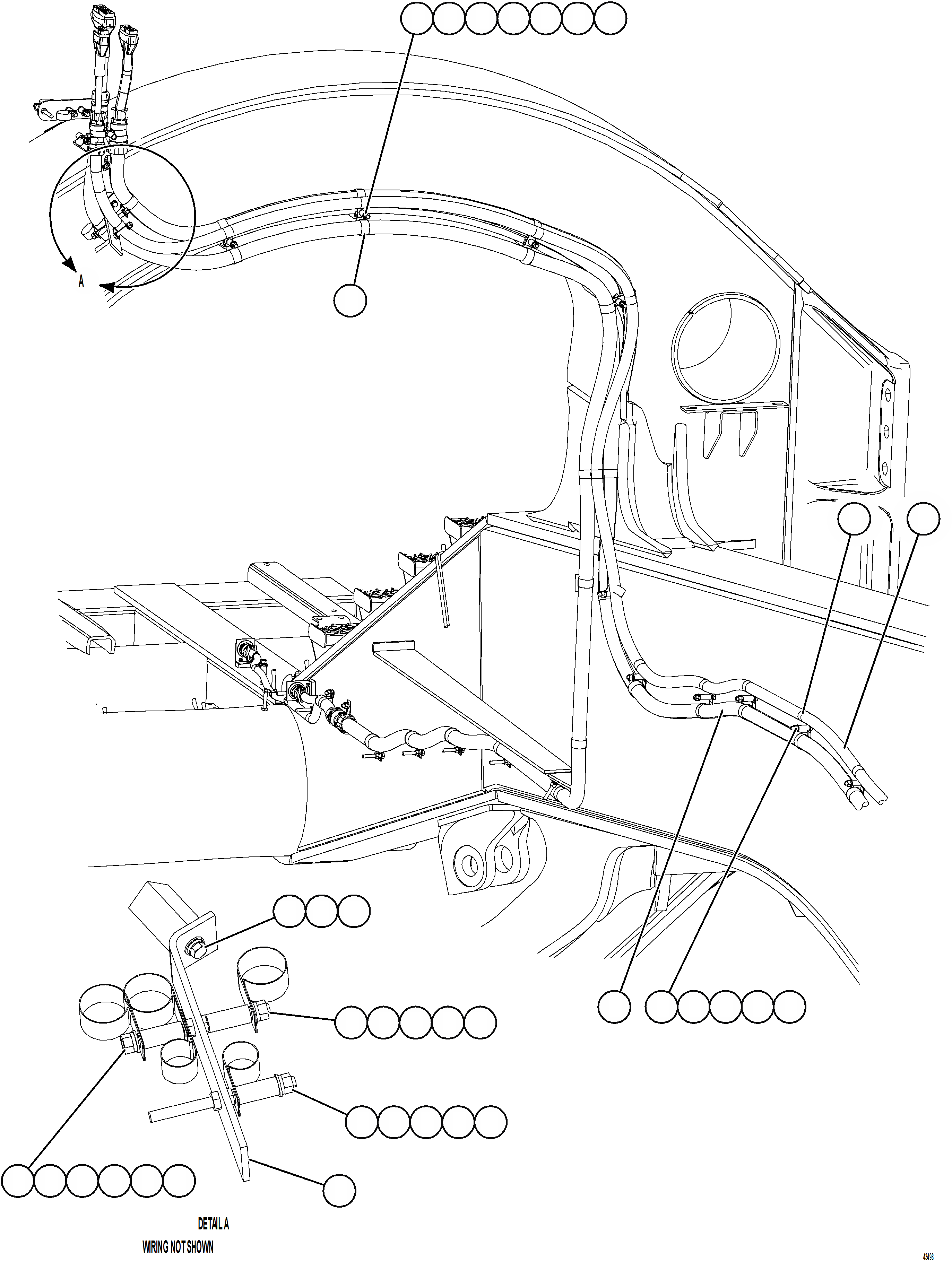 Komatsu parts book diagram for AFE57-JJ 830E-1AC S/N A41035 COLOWYO: RH FRAME RAIL WIRING    2/2