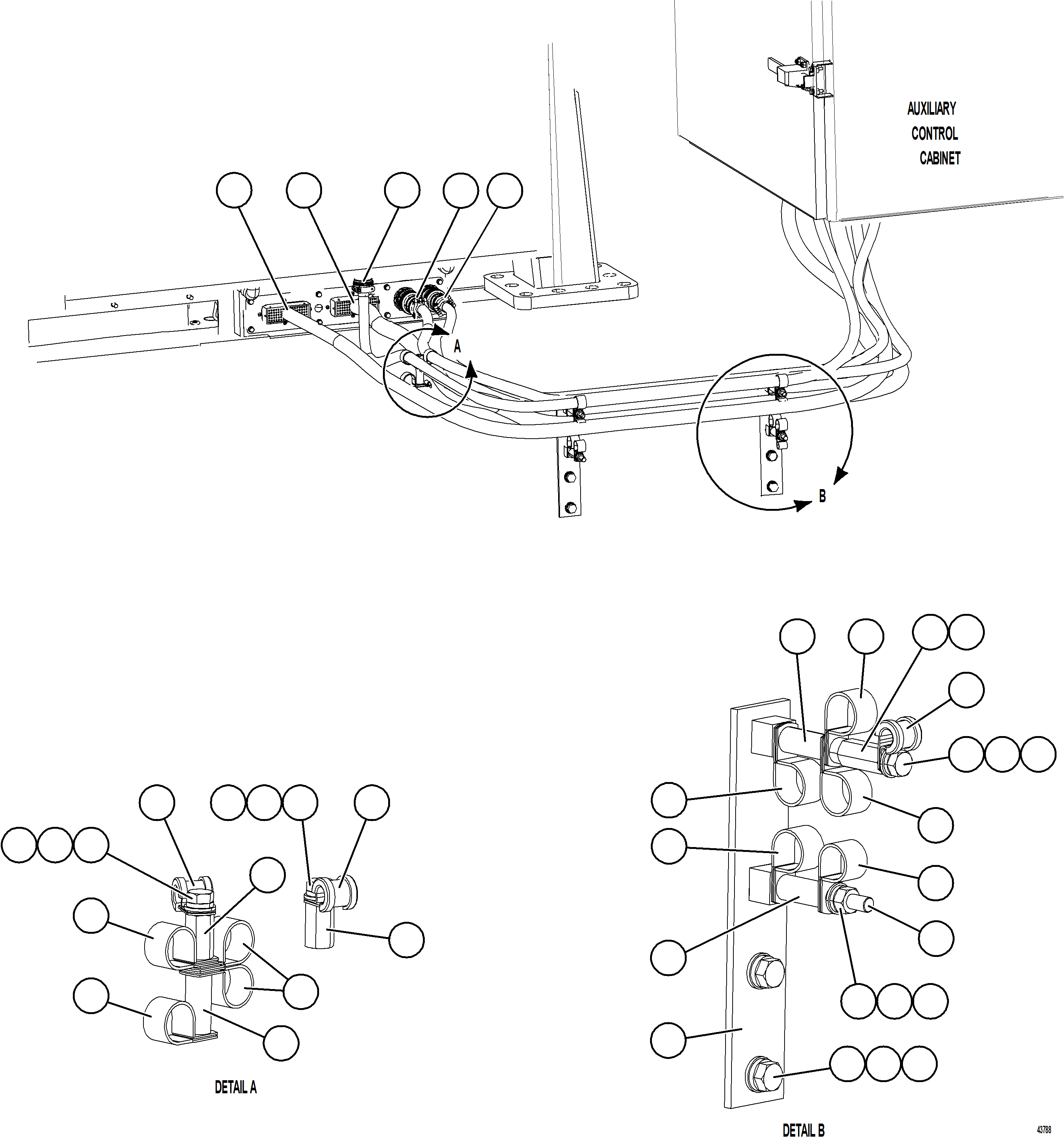 Komatsu parts book diagram for AFE57-JJ 830E-1AC S/N A41035 COLOWYO: EXTERNAL CAB WIRING