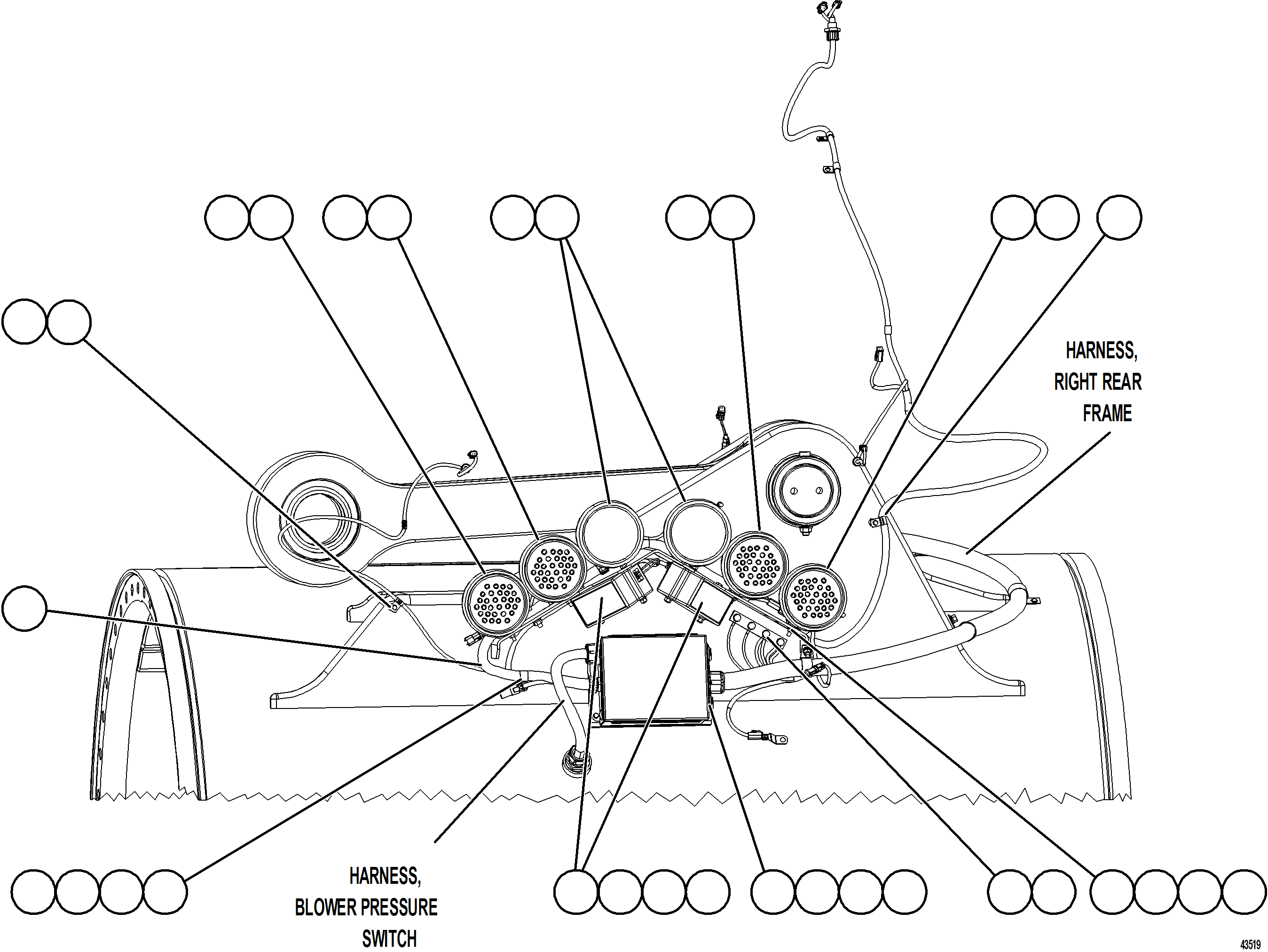 Komatsu parts book diagram for AFE57-JJ 830E-1AC S/N A41035 COLOWYO: REAR LIGHTS & BACKUP ALARM INSTALLATION